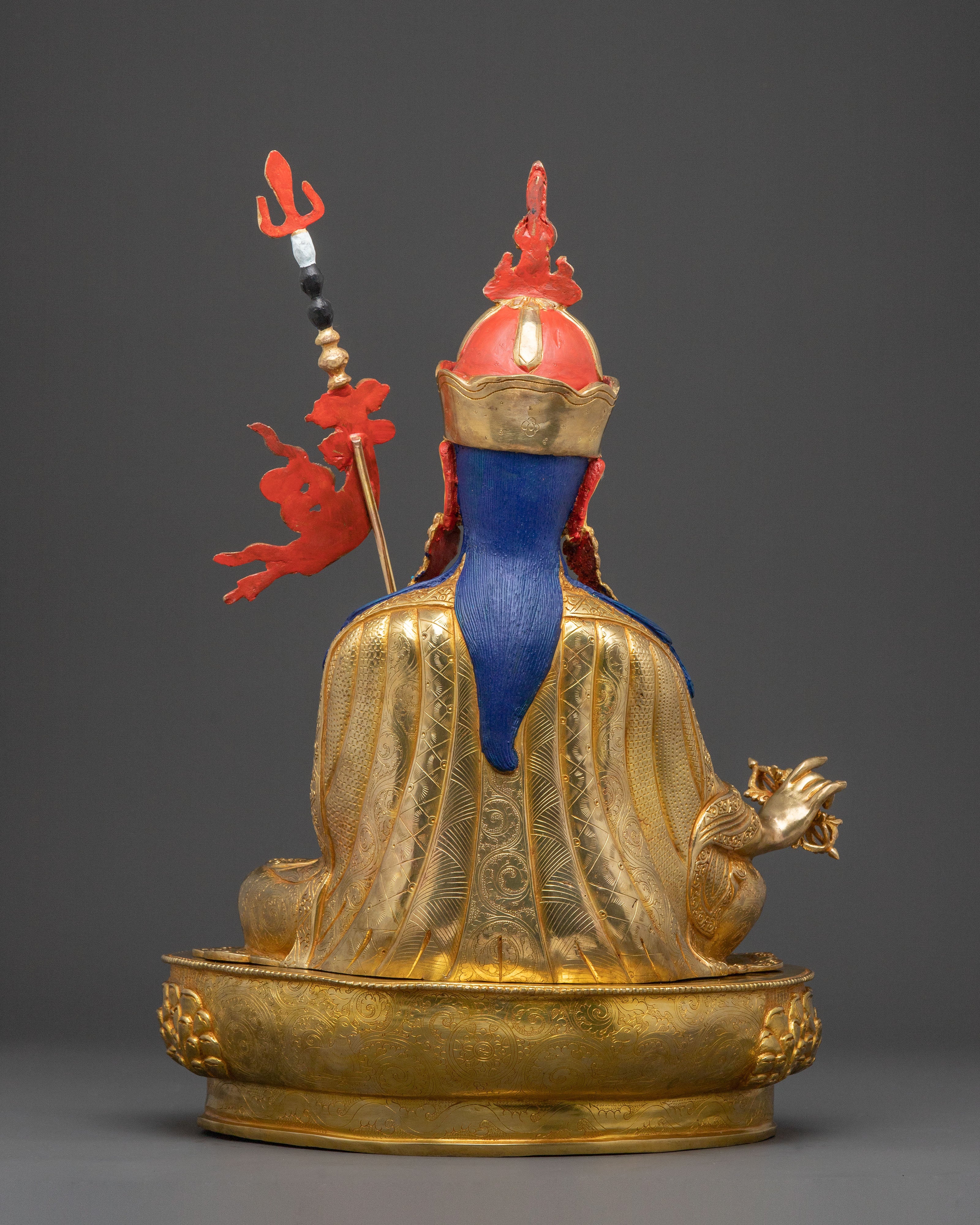 Golden Lotus Born Guru Rinpoche Sacred Statue – Hand-Gilded Copper