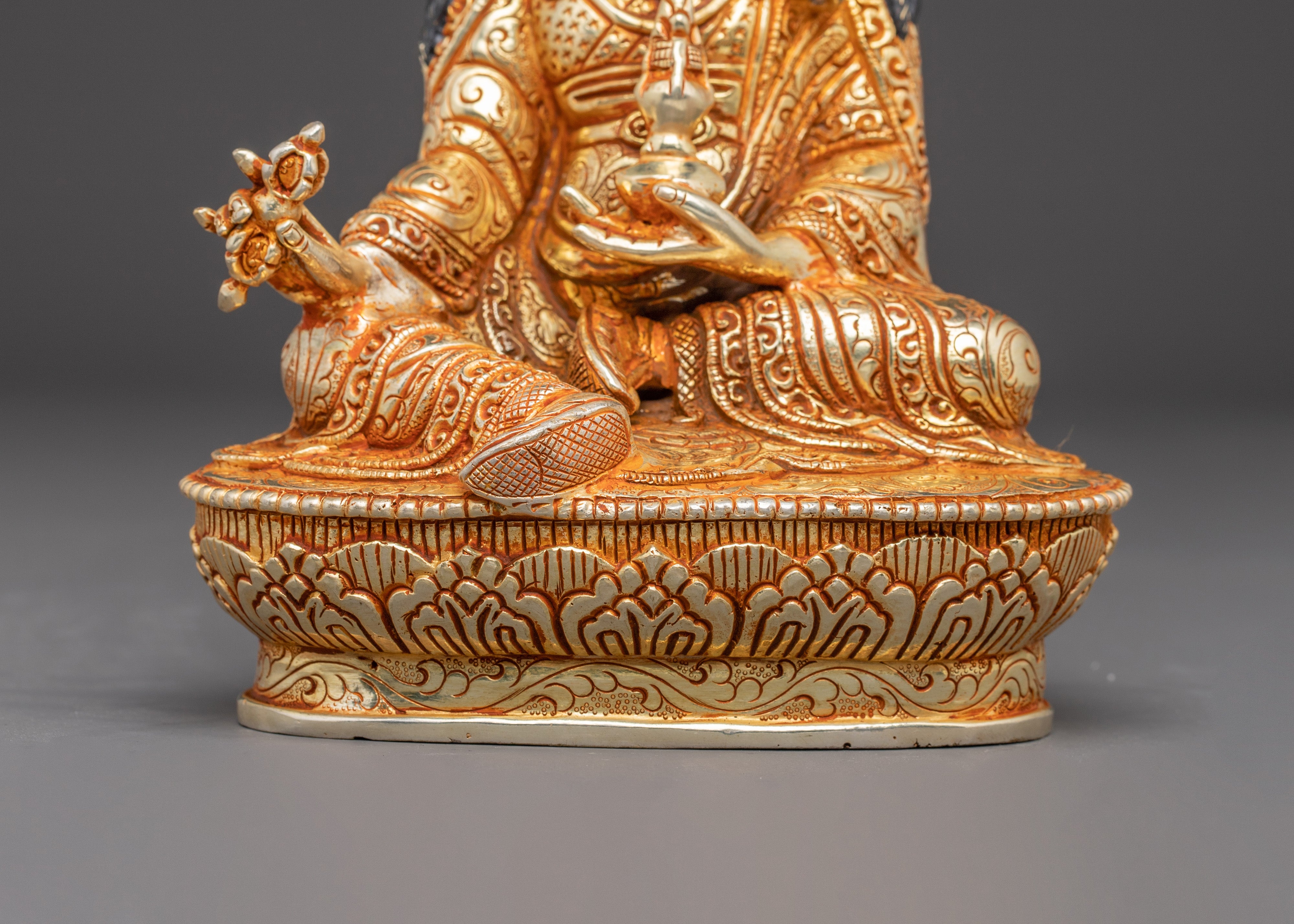 Guru Padmasambhava Golden Statue | Handcrafted 24K Gold-Gilded Sculpture