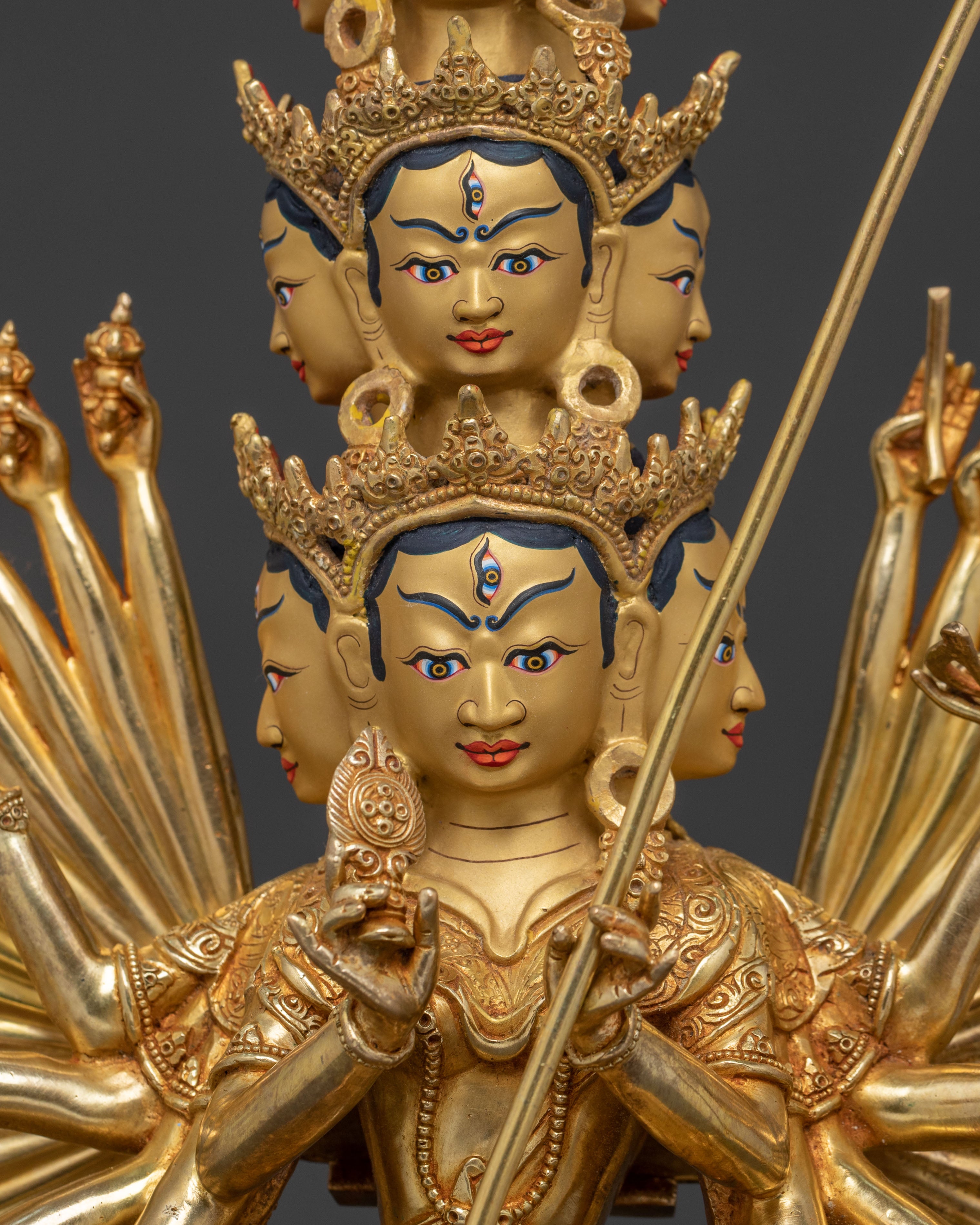 1000 Armed Dukar Golden Statue | 24K Gold Gilded
