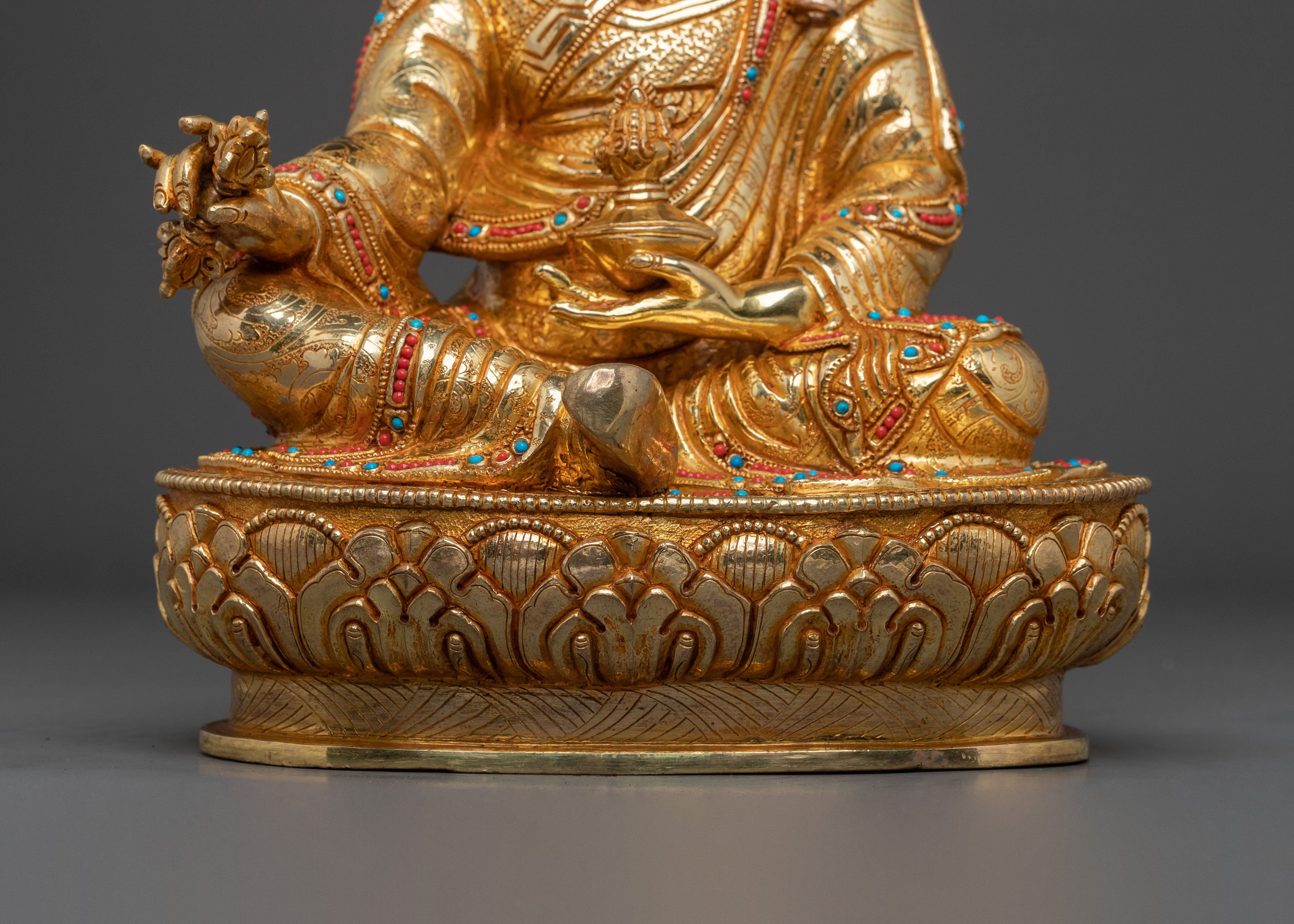 Guru Rinpoche Tibetan Figurine | 24K Gold Gilded Statue