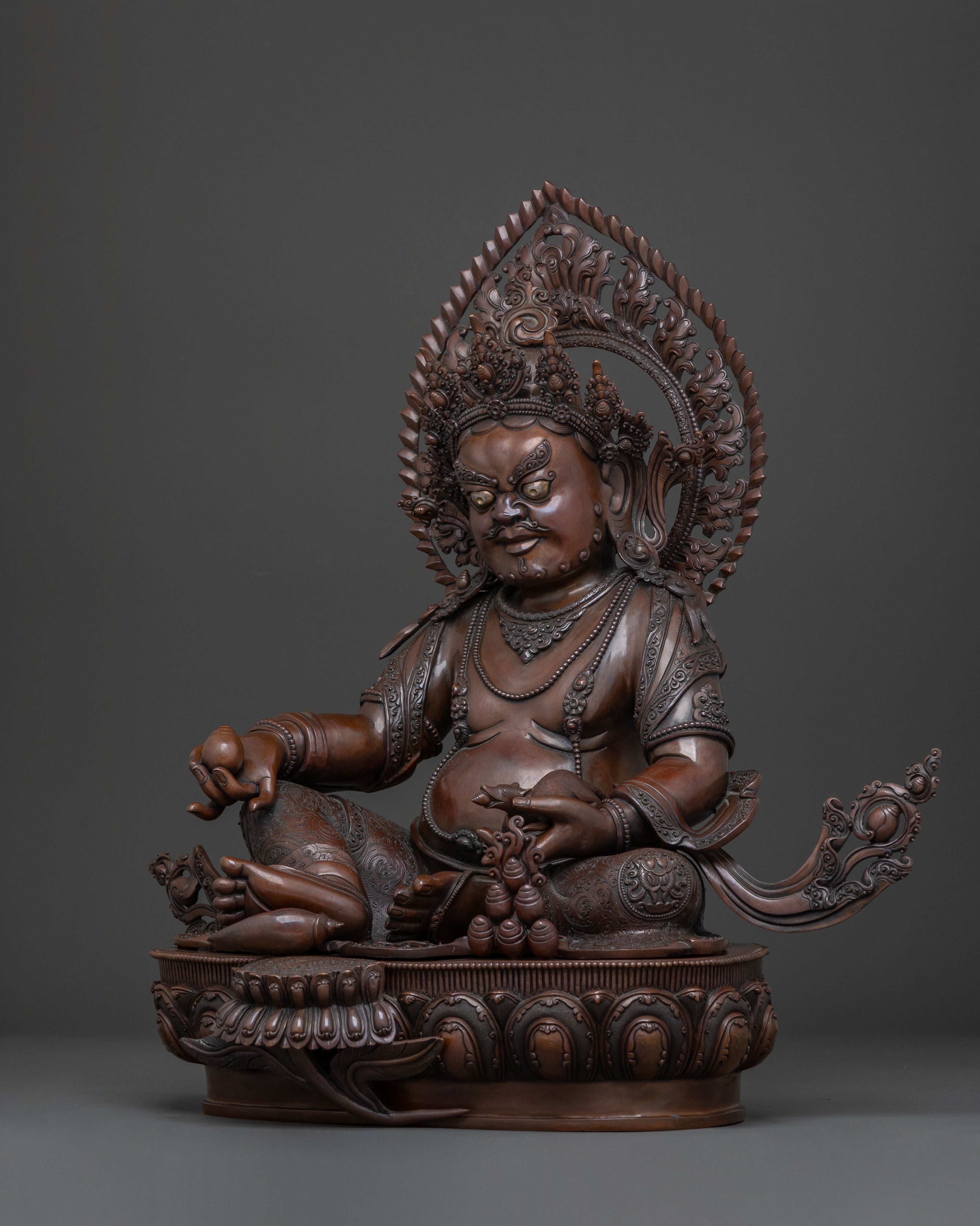 Deity of Wealth: Dzambhala Oxidized Copper Statue