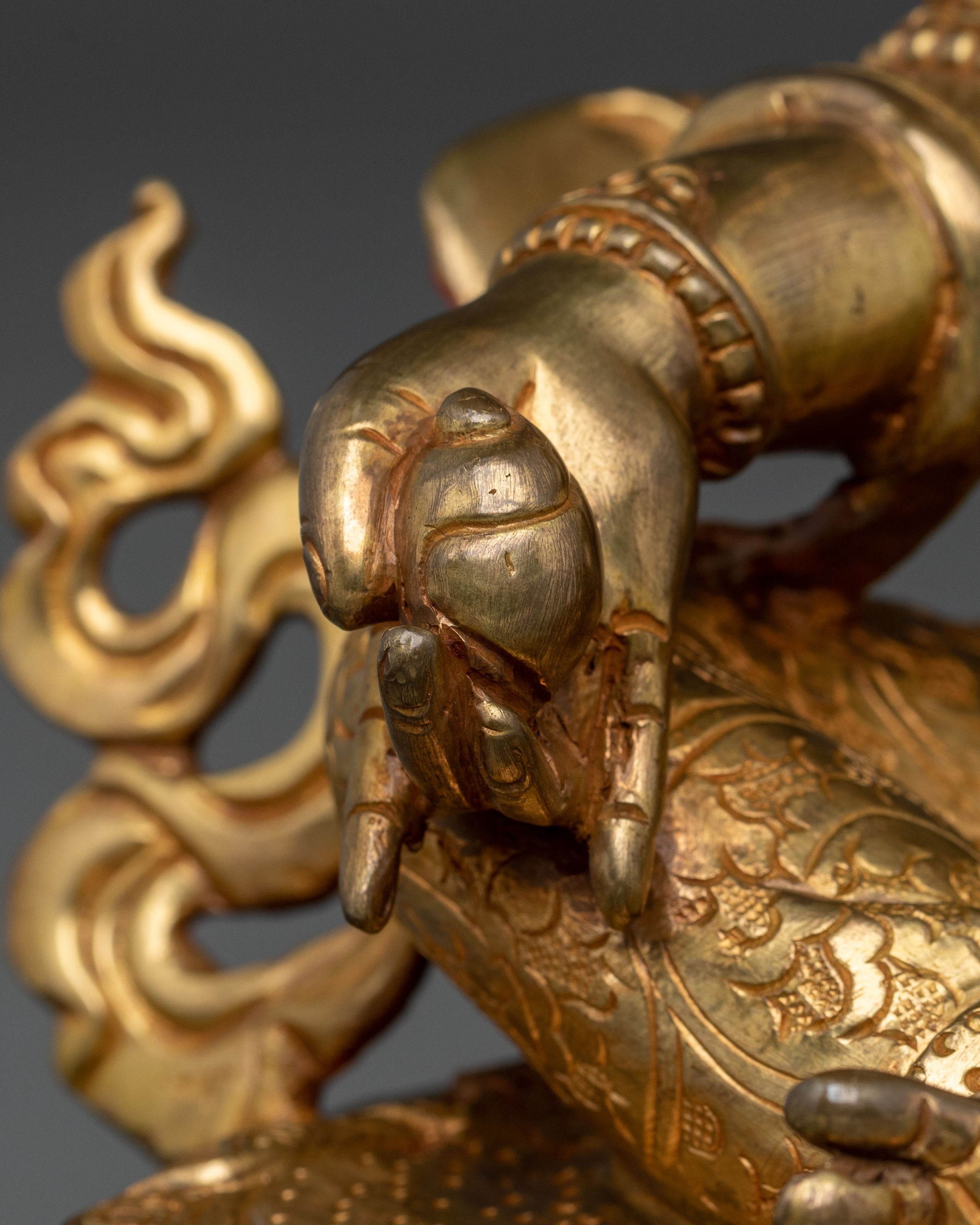24K Gold Gilded Dzambhala Wealth Blessing Sculpture