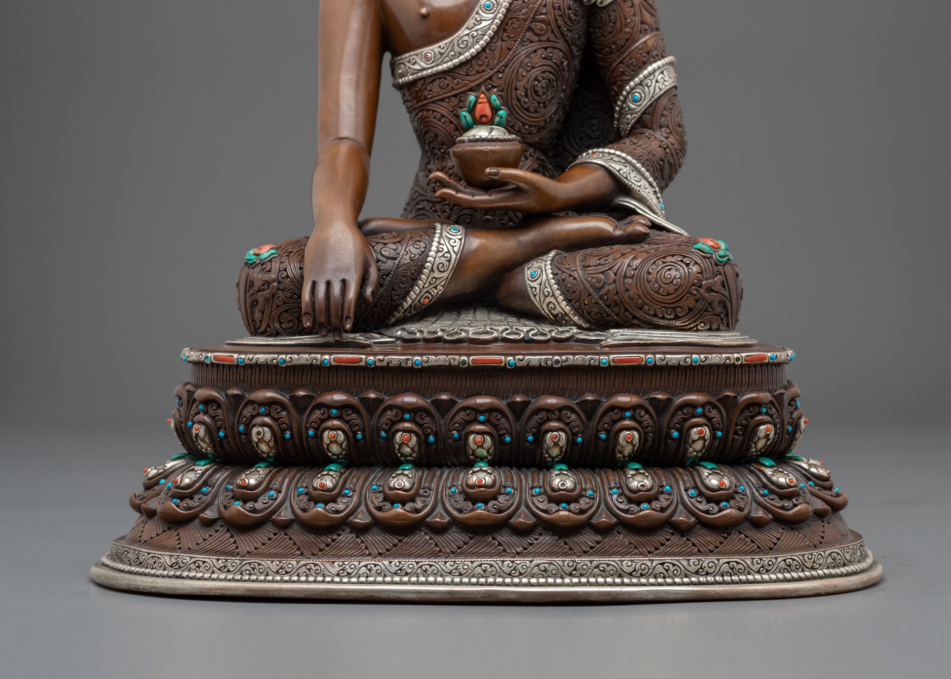 Shakyamuni Buddha Statue | Oxidized Copper Buddhist Figurine