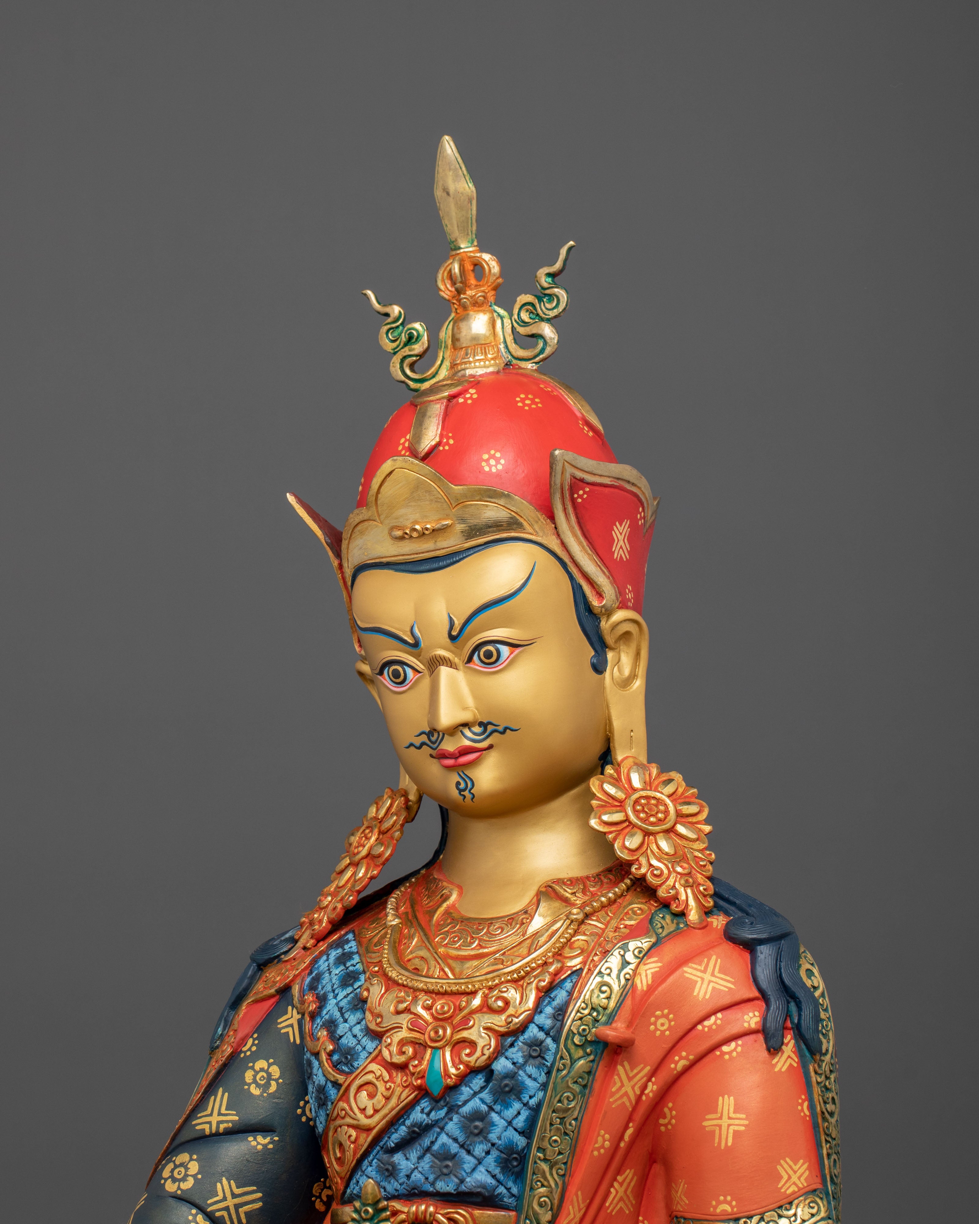 Guru Rinpoche Spiritual Figurine | Exquisite 24K Gilded Statue