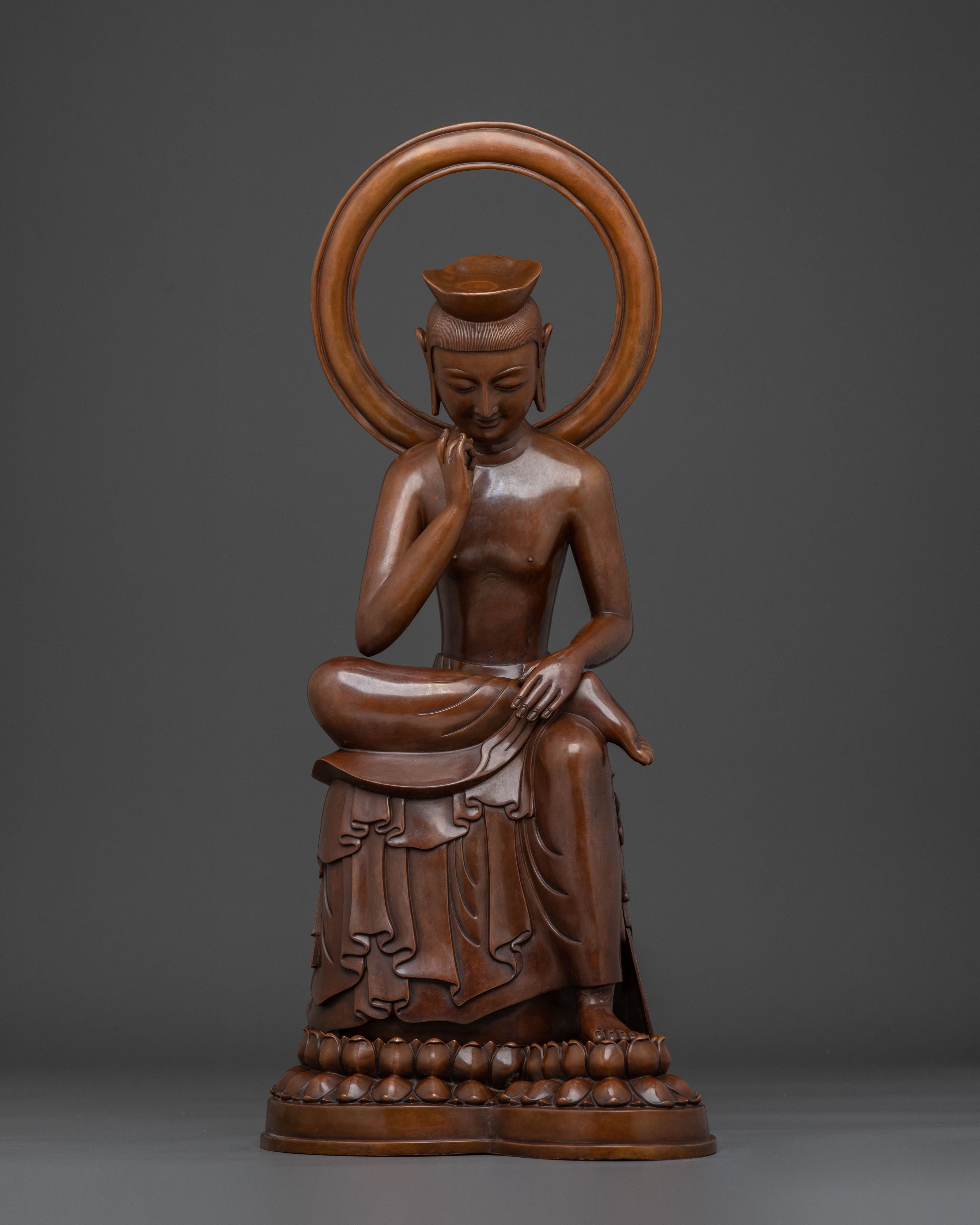 Maitreya Buddha Statue | Oxidized Copper Buddhist Sculpture