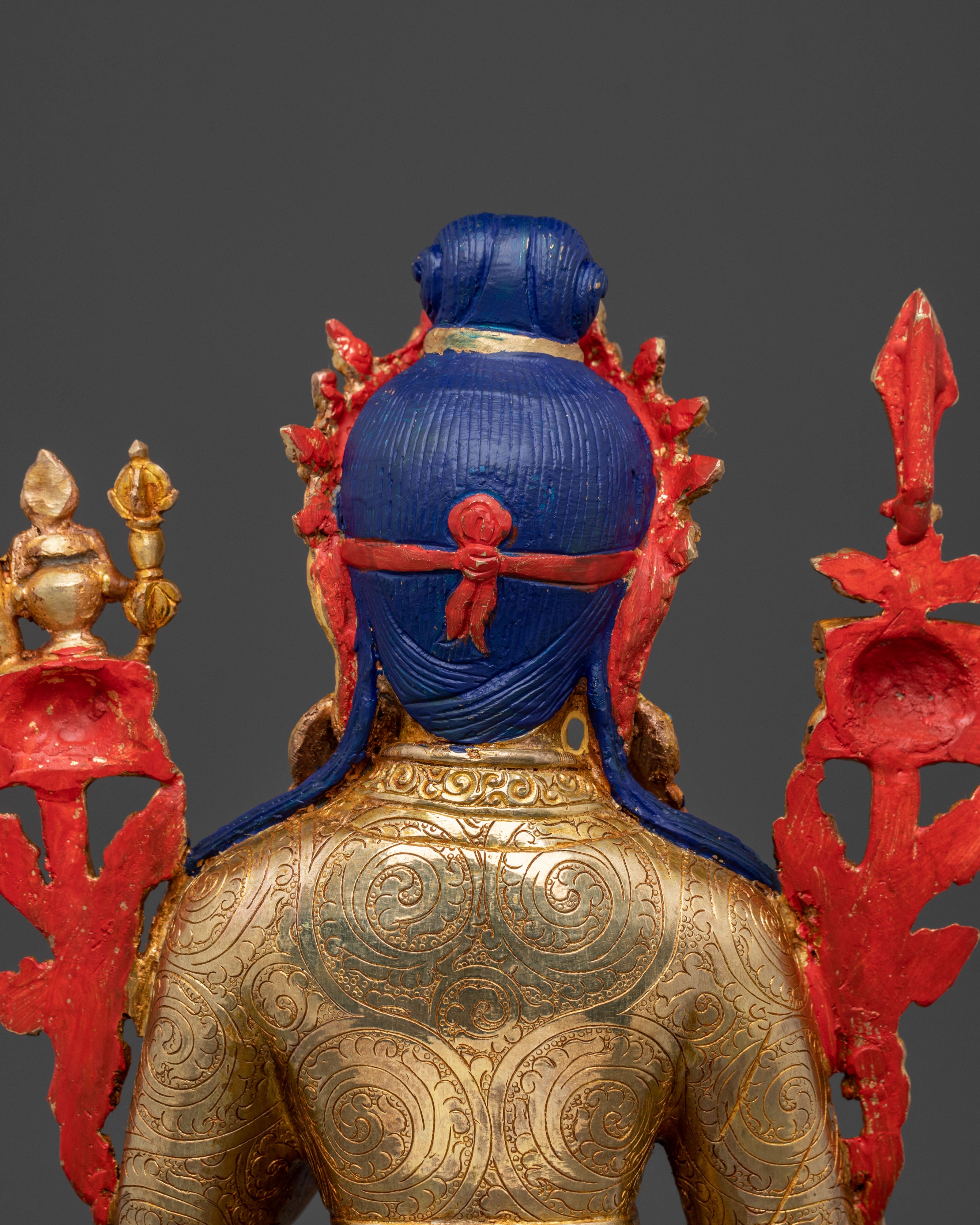 Majestic Yuthok Yonten Gonpo Sculpture | 24K Gold Gilded
