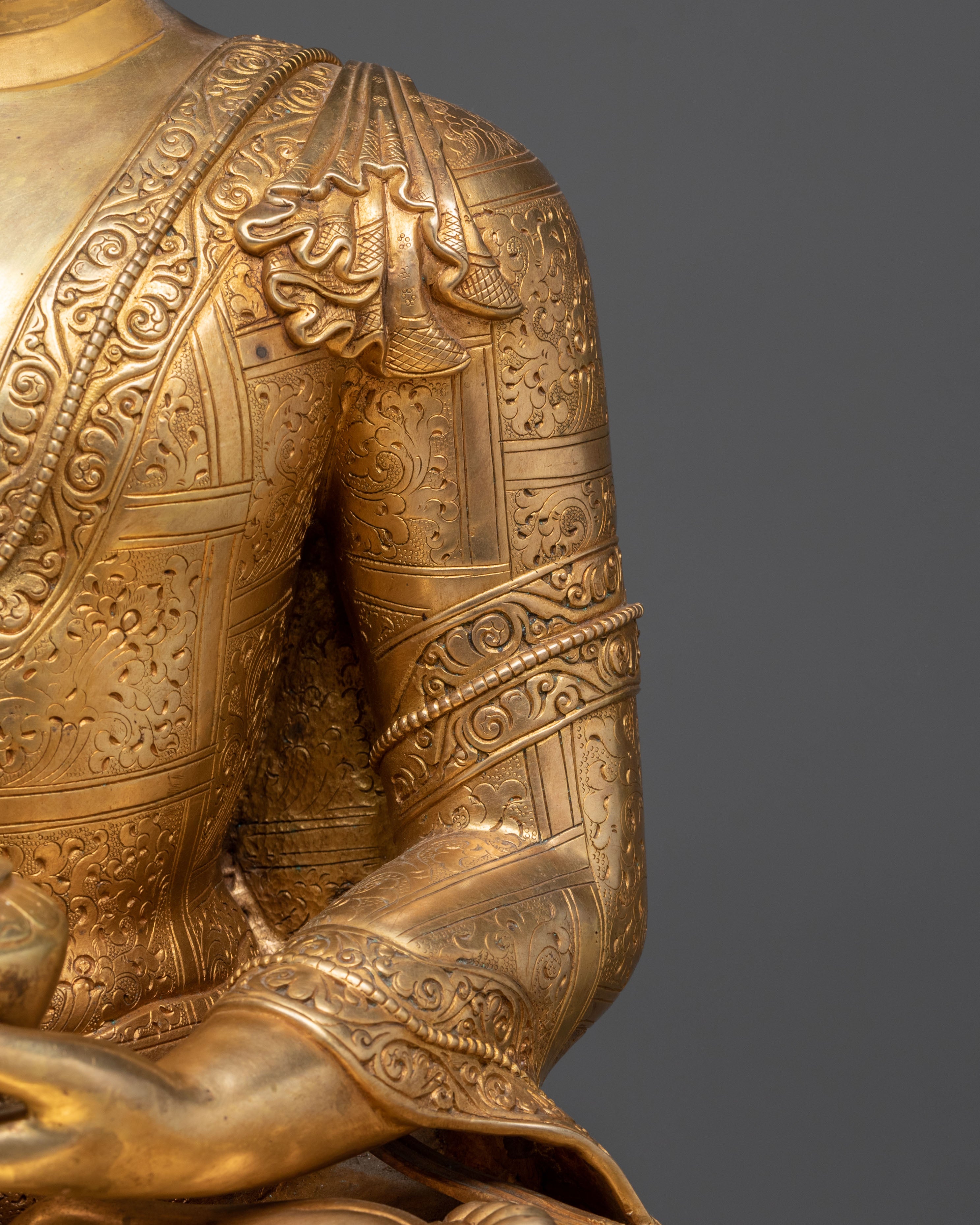 Shakyamuni Buddha Himalayan Statue Seated on a Throne