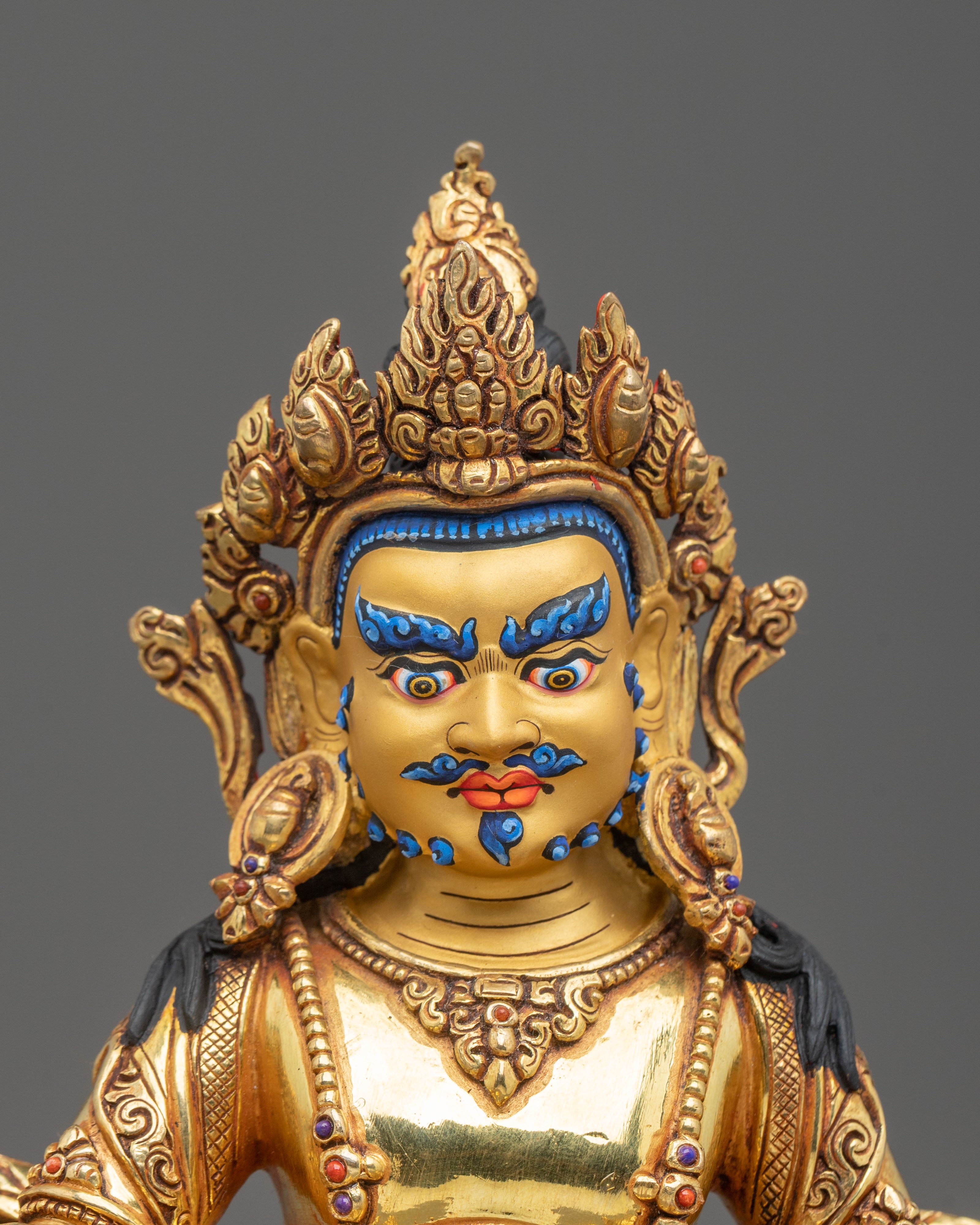 Dzambhala Wealth God Spiritual Statue | 24K Gold Gilded Copper Sculpture