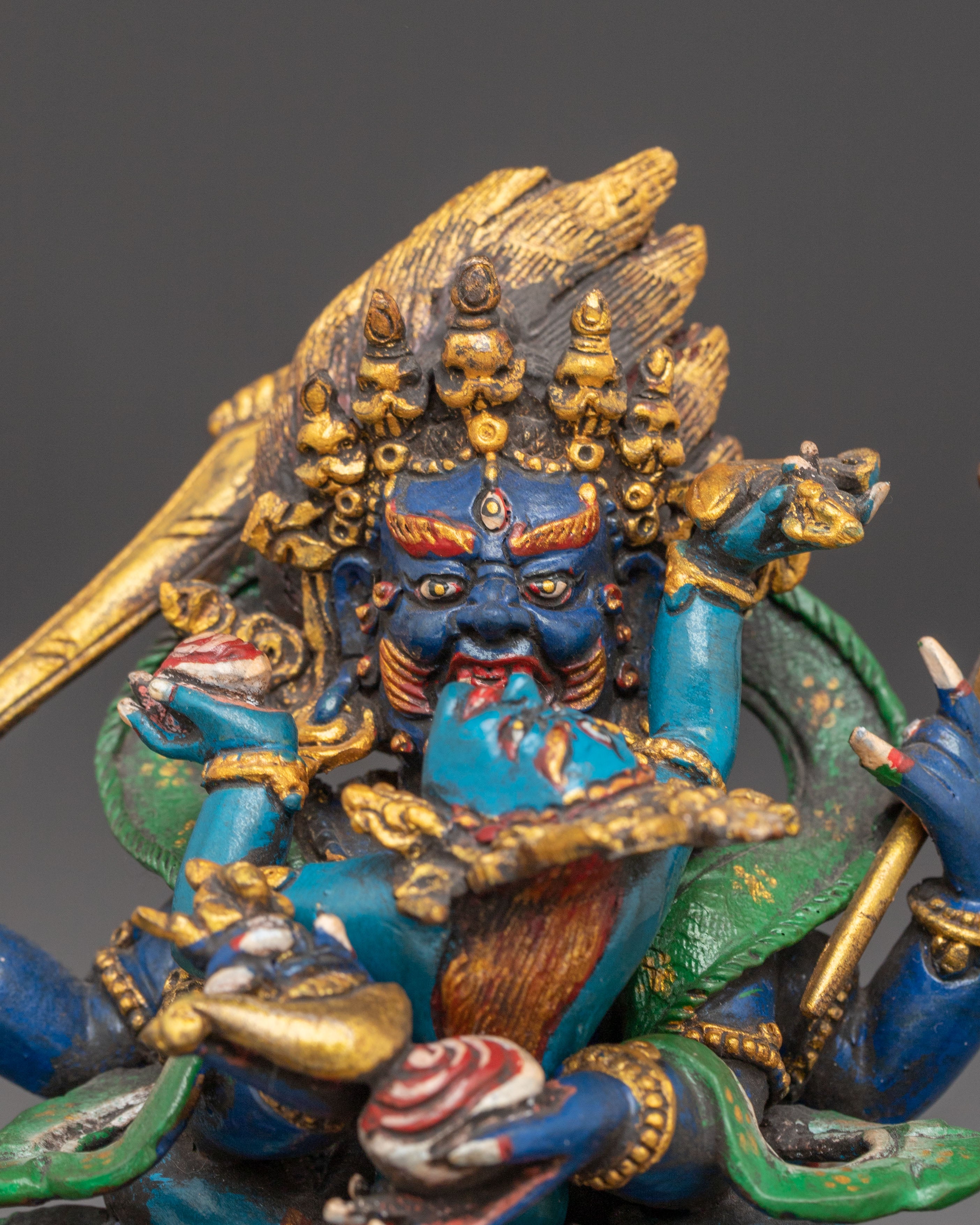 Four-Armed Mahakala Copper Statue | Protector of the Dharma