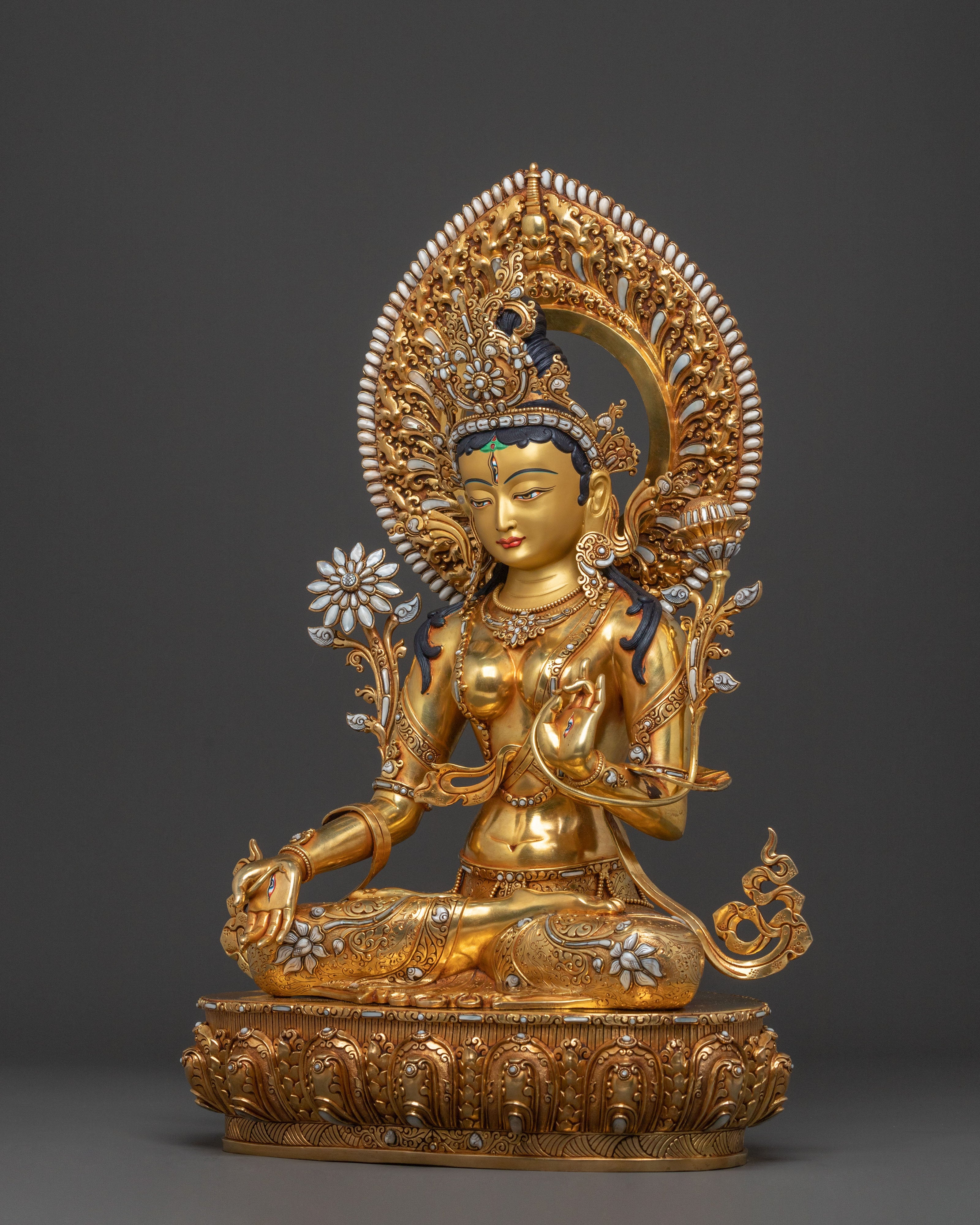 White Tara Healing Figure - 24K Gold Gilded Masterpiece