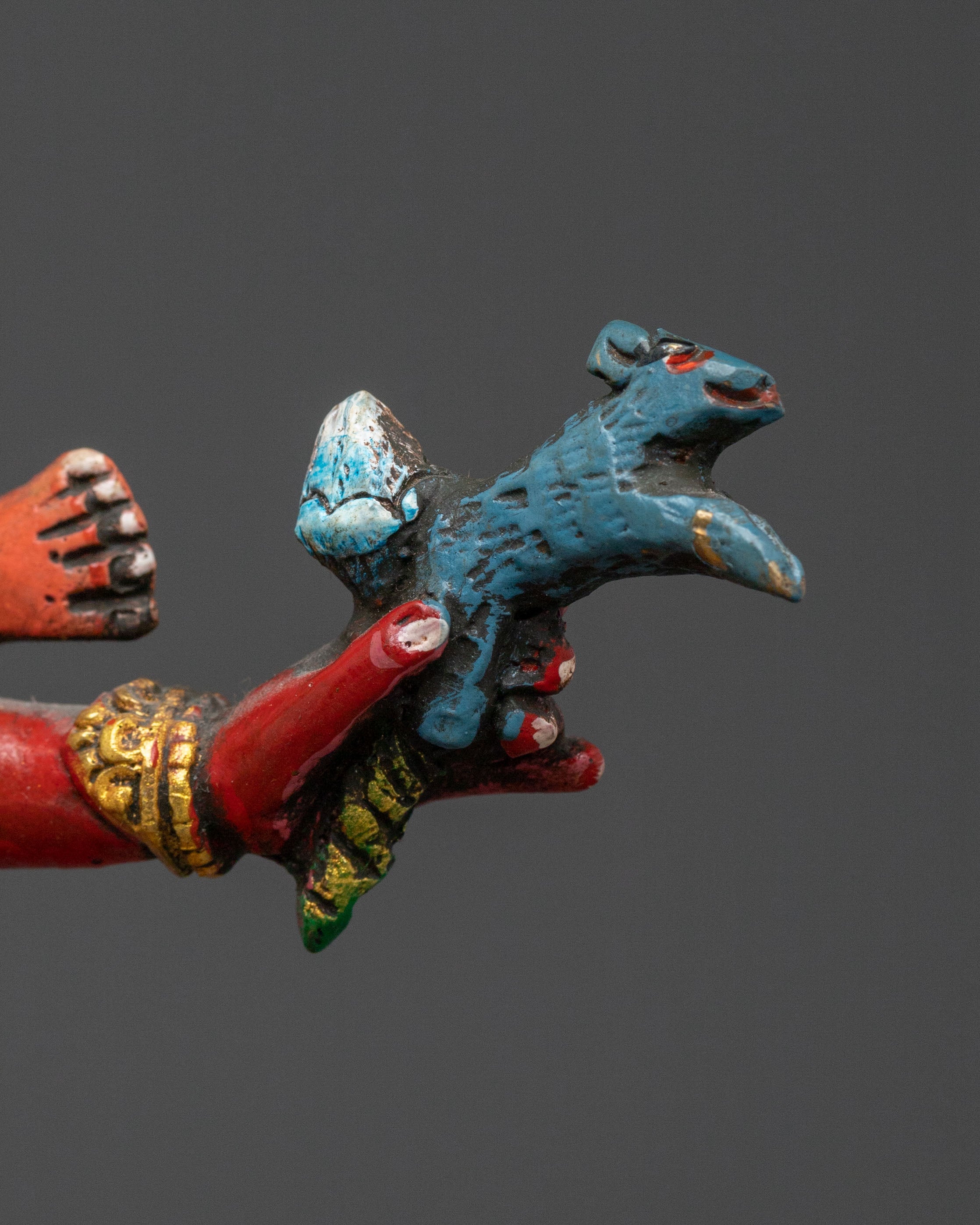 Ekajati Statue: Gold & Acrylic Painted Devotional Figurine