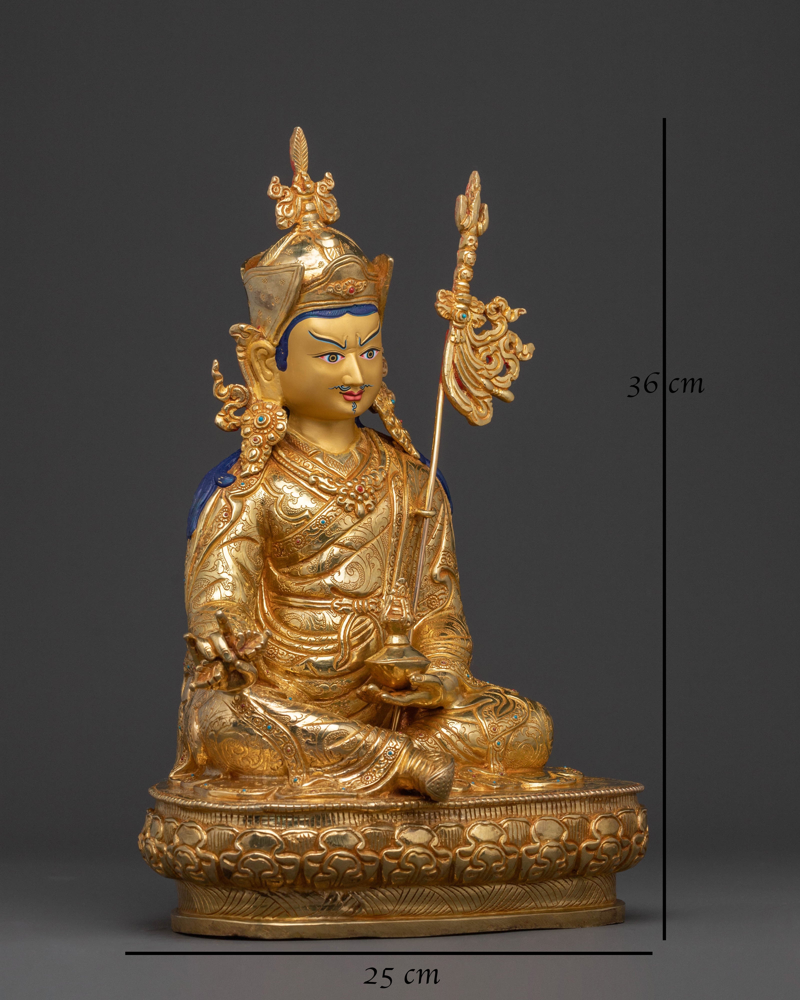 The Lotus Born Guru Rinpoche Statue – Exquisite Gilded Copper Statue