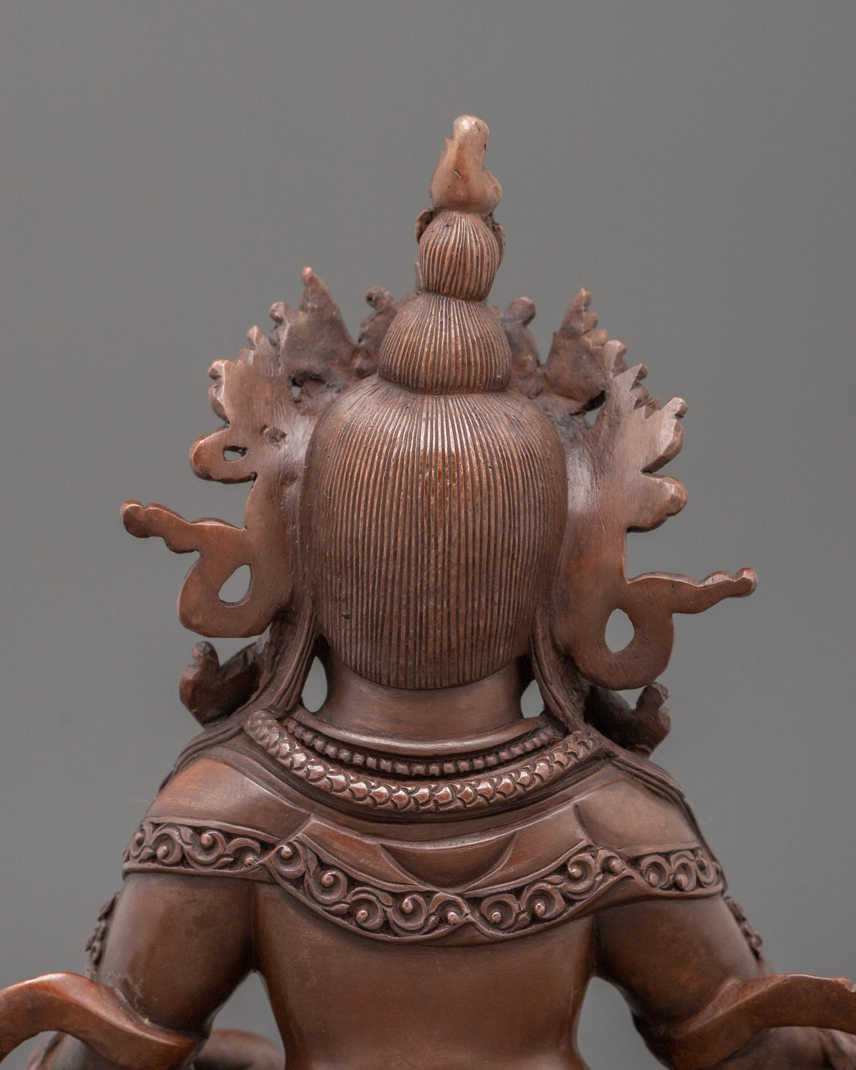 Dzambhala Oxidized Copper Sculpture | Gemstone Adorned