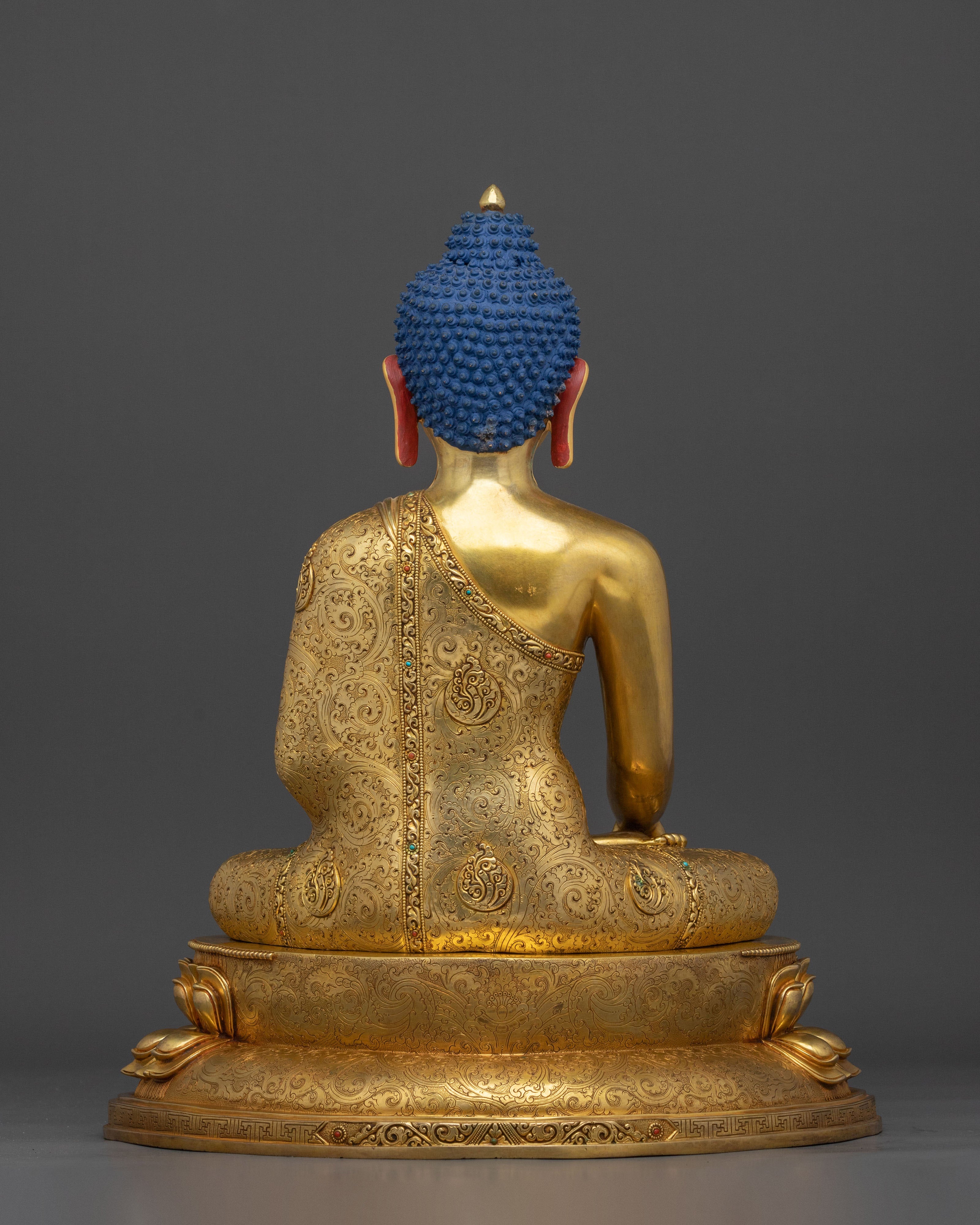 Shakyamuni Buddha Fire Gold Gilded Figurine | Home Decor