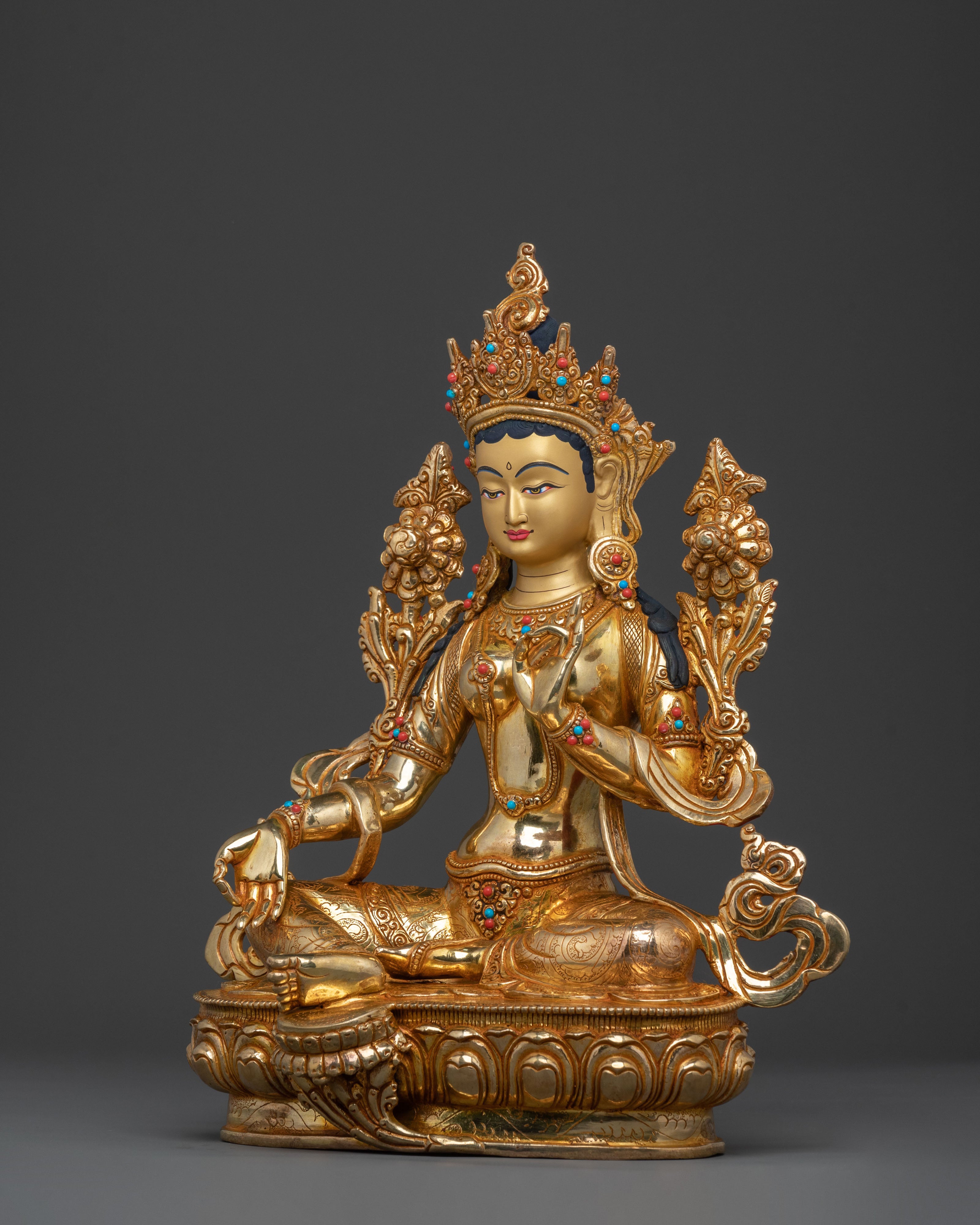 Green Tara Statue for Swift Protection | Tibetan Buddhist Art