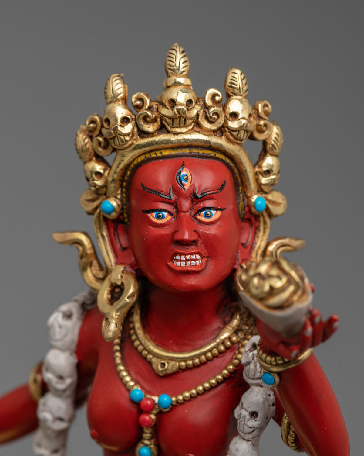 Copper Vajrayogini Statue with Gold and Acrylic Painting | Flame of Wisdom