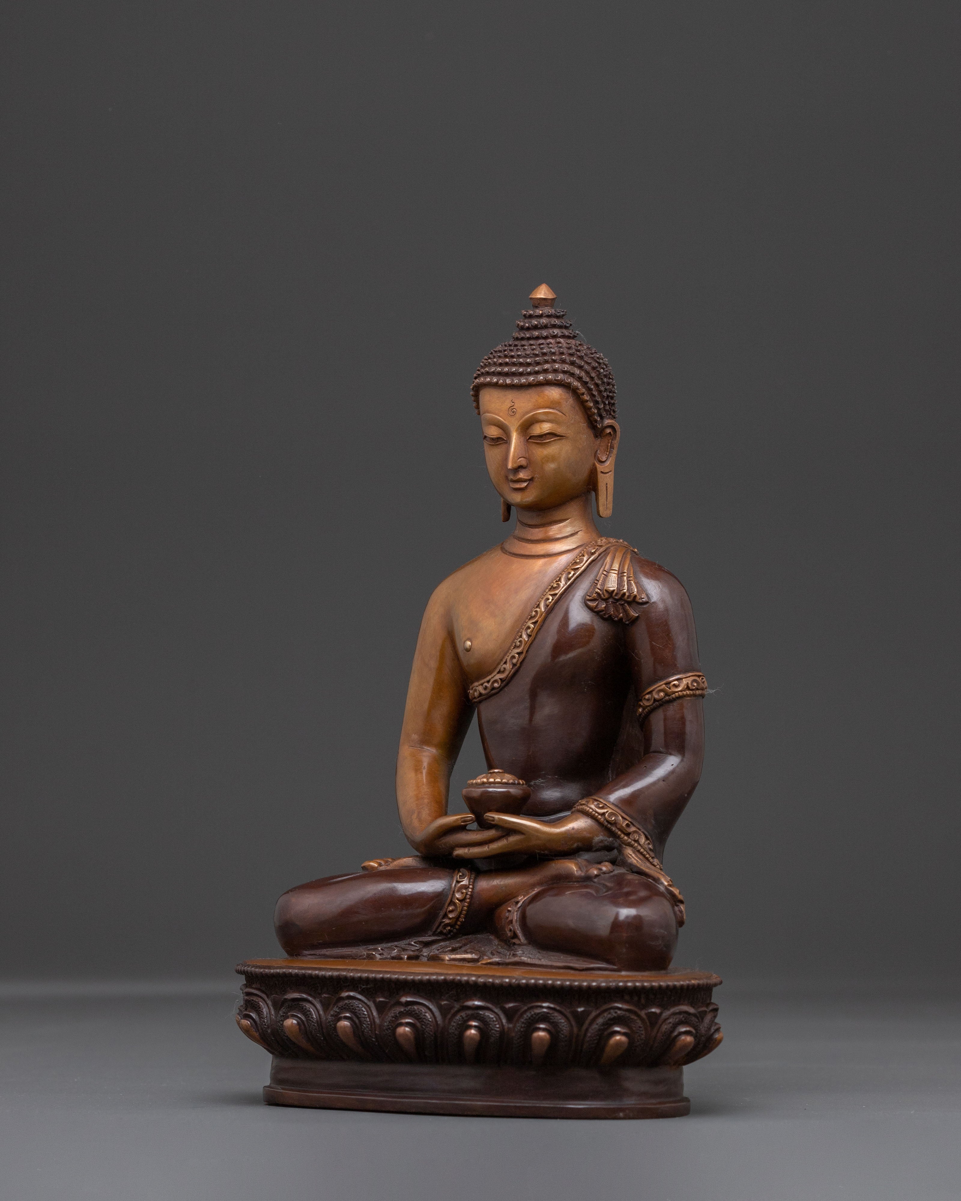 Amitabha Buddha Shrine Statue: Oxidized Copper Serenity