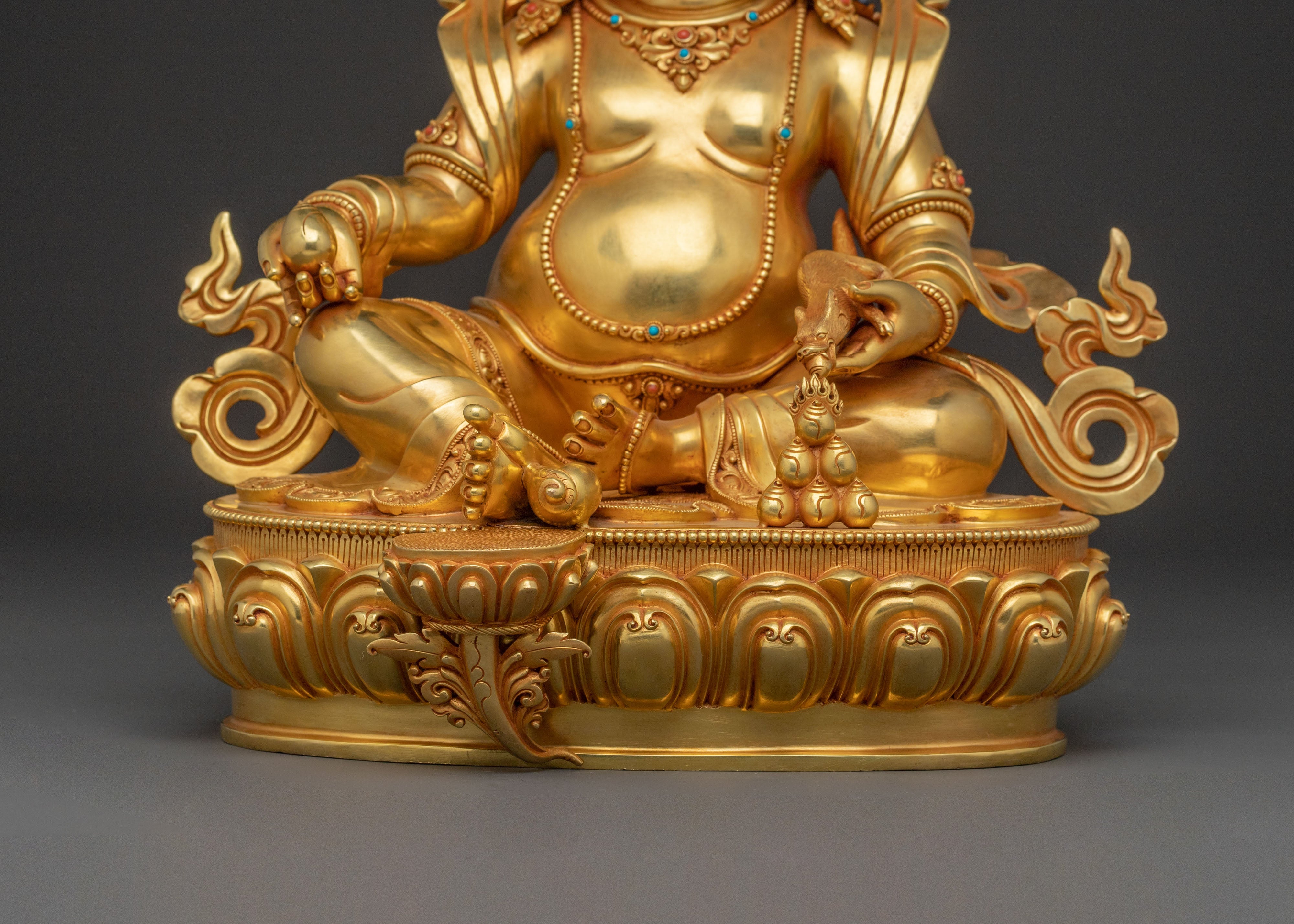 Yellow Dzambhala Wealth Deity Traditional Statue