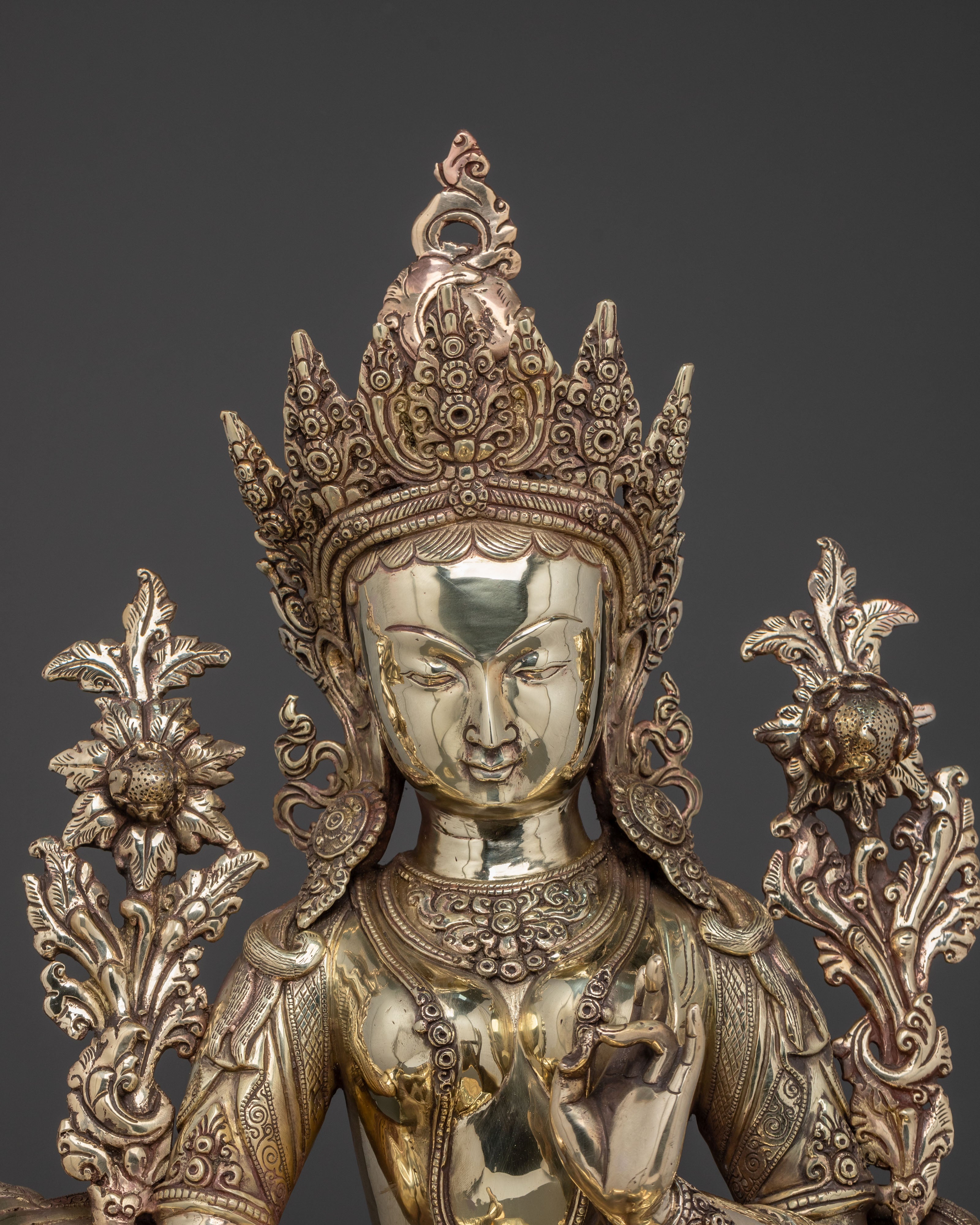 Green Tara Grace Statue: Handcrafted Copper Deity