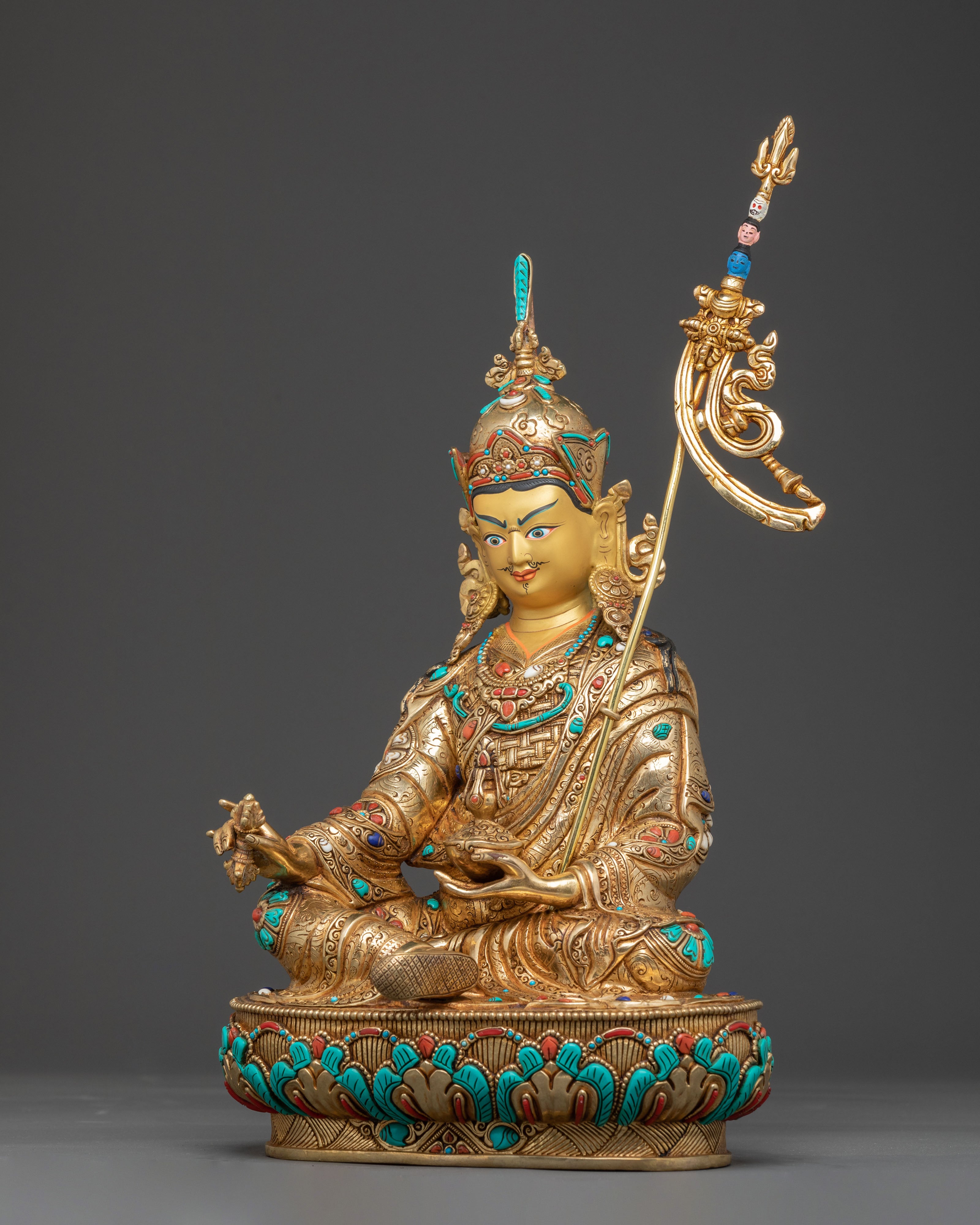 Guru Rinpoche Enlightened Statue: 24K Gold Gilded