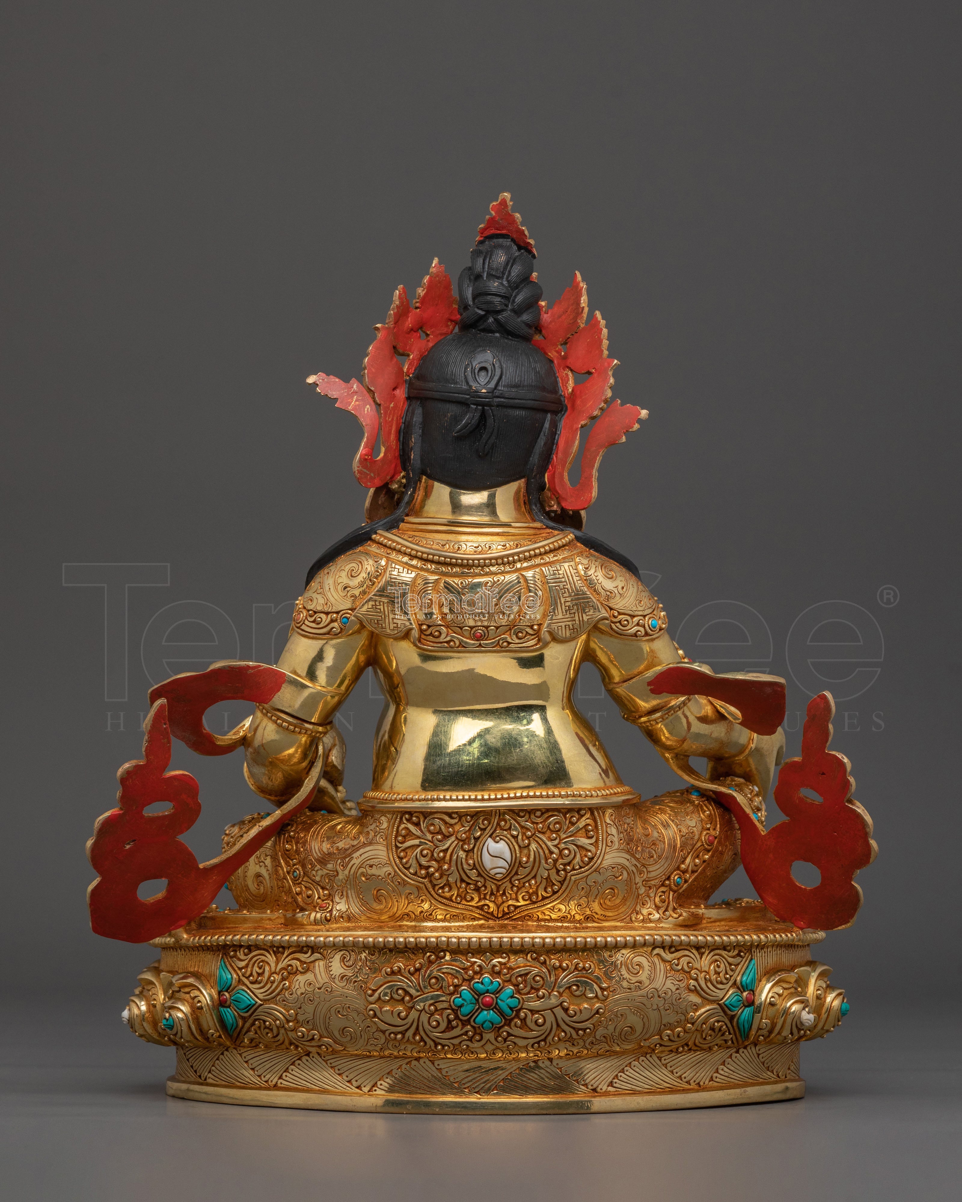Dzambhala 24K Gold Gilded Sculpture: Deity of Wealth