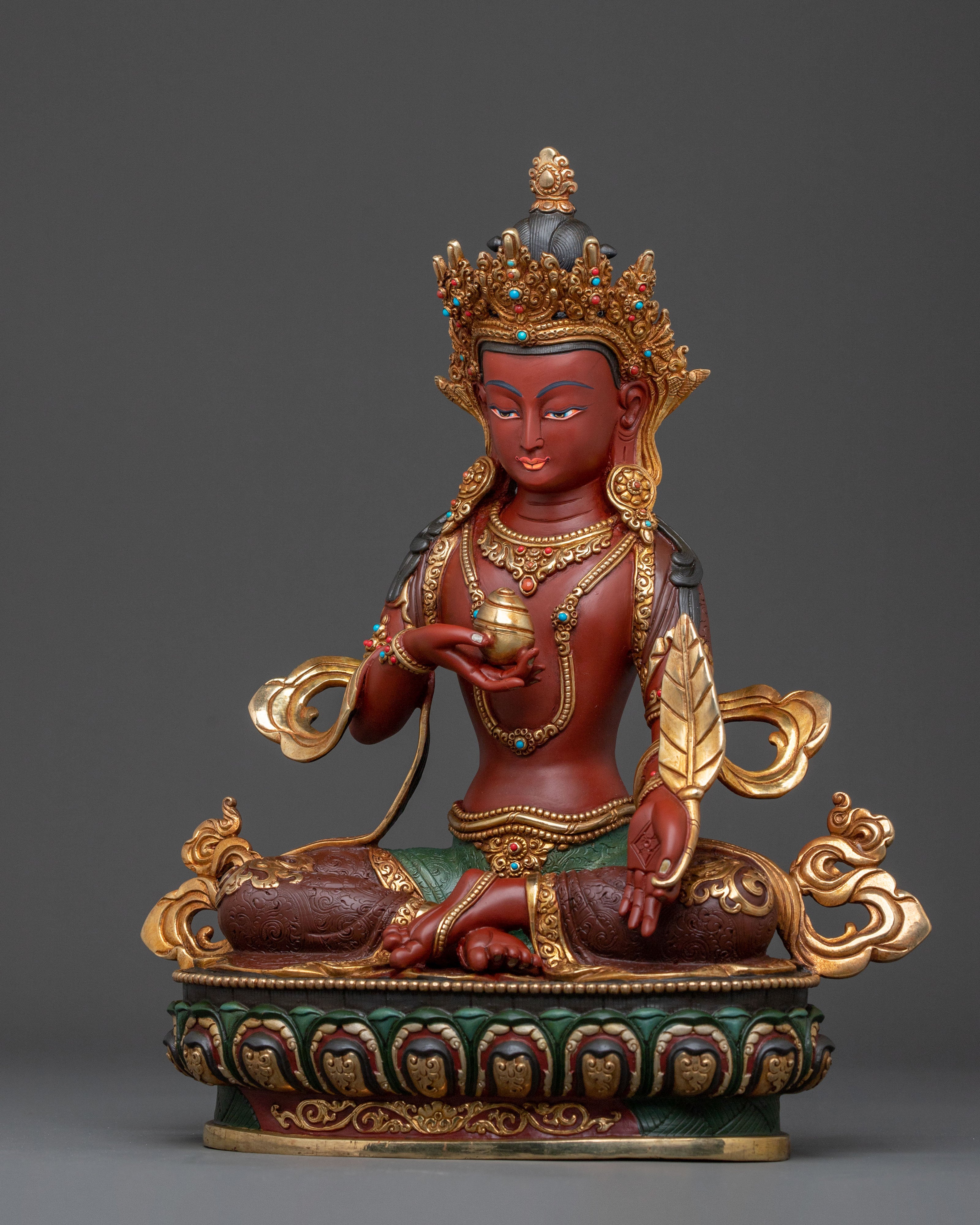 24K Gold Gilded Ksitigarbha Statue | Spiritual Figurine