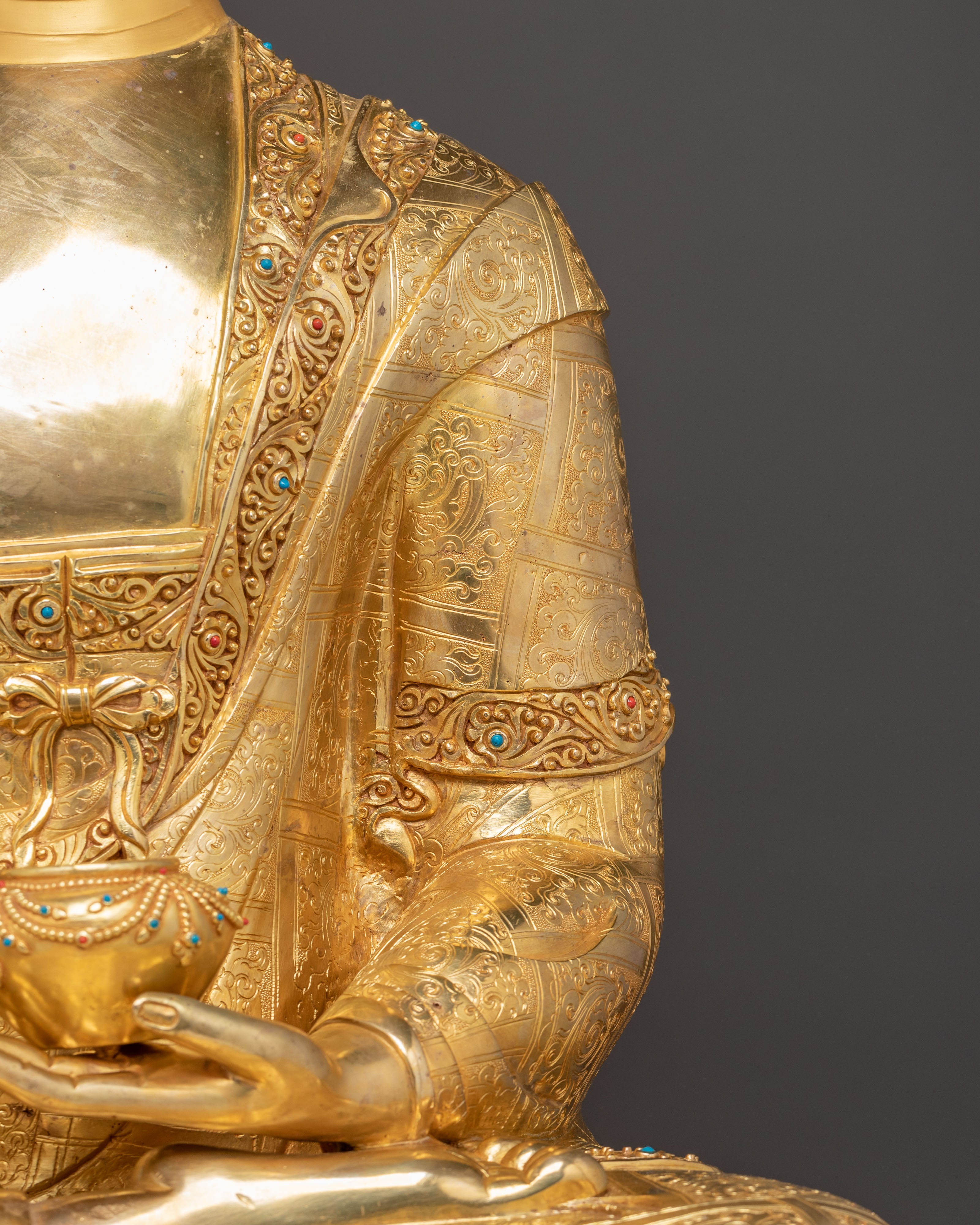 Golden Handmade Historical Shakyamuni Buddha Statue | Enlightenment Icon