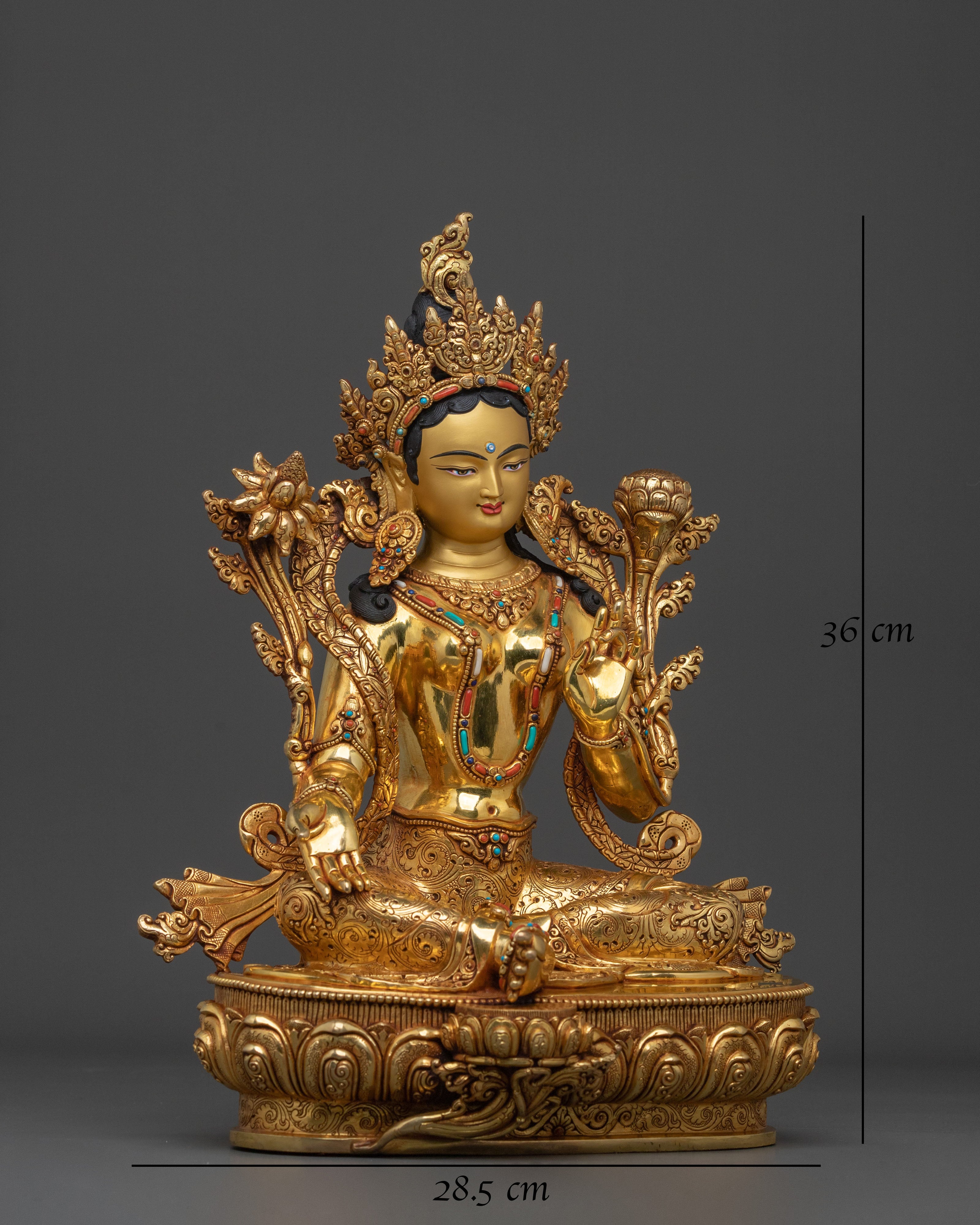 Green Tara 24K Gold Gilded Figurine | Buddhist Guardian