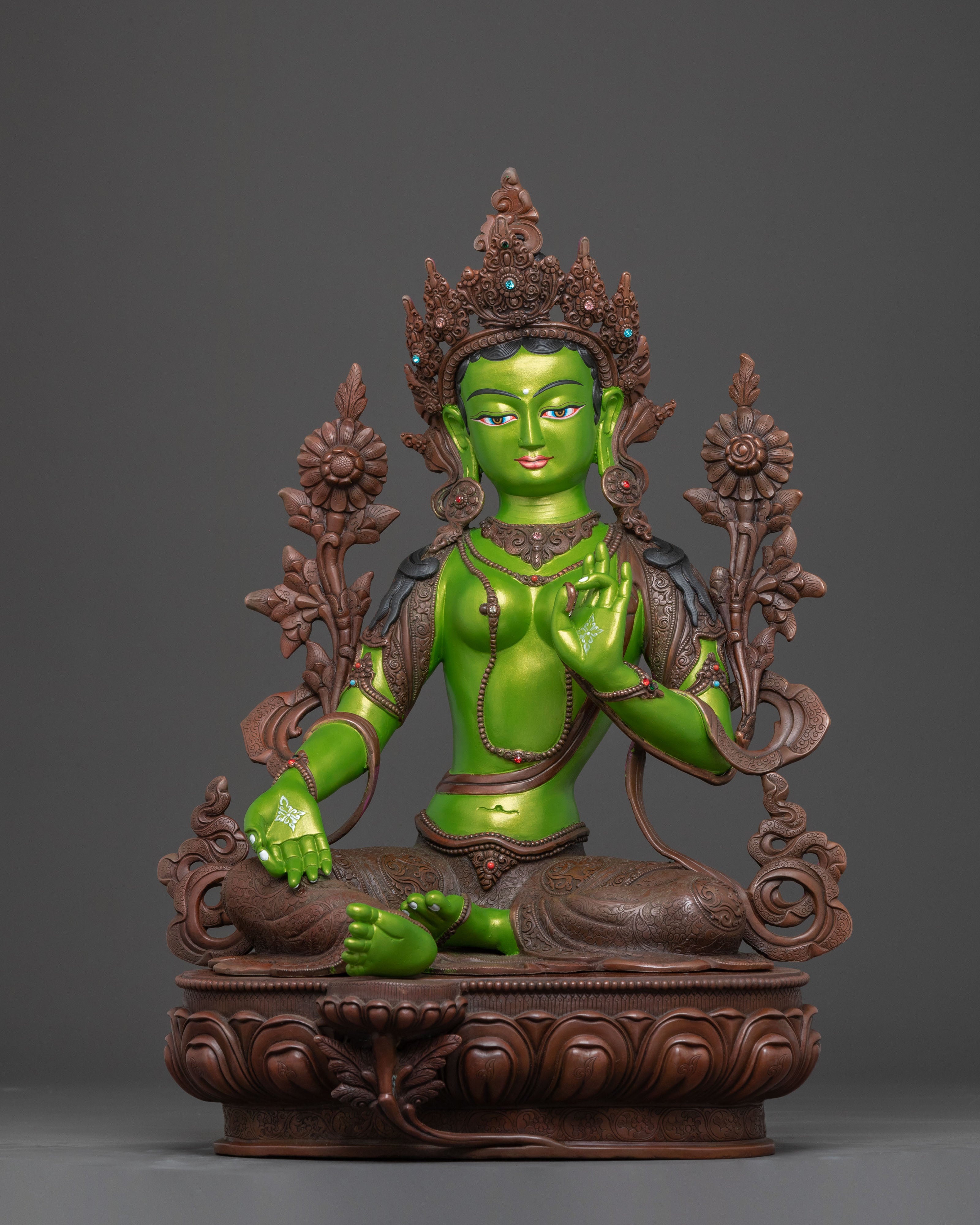 Tibetan Green Tara Compassion Statue – Oxidized Copper Art