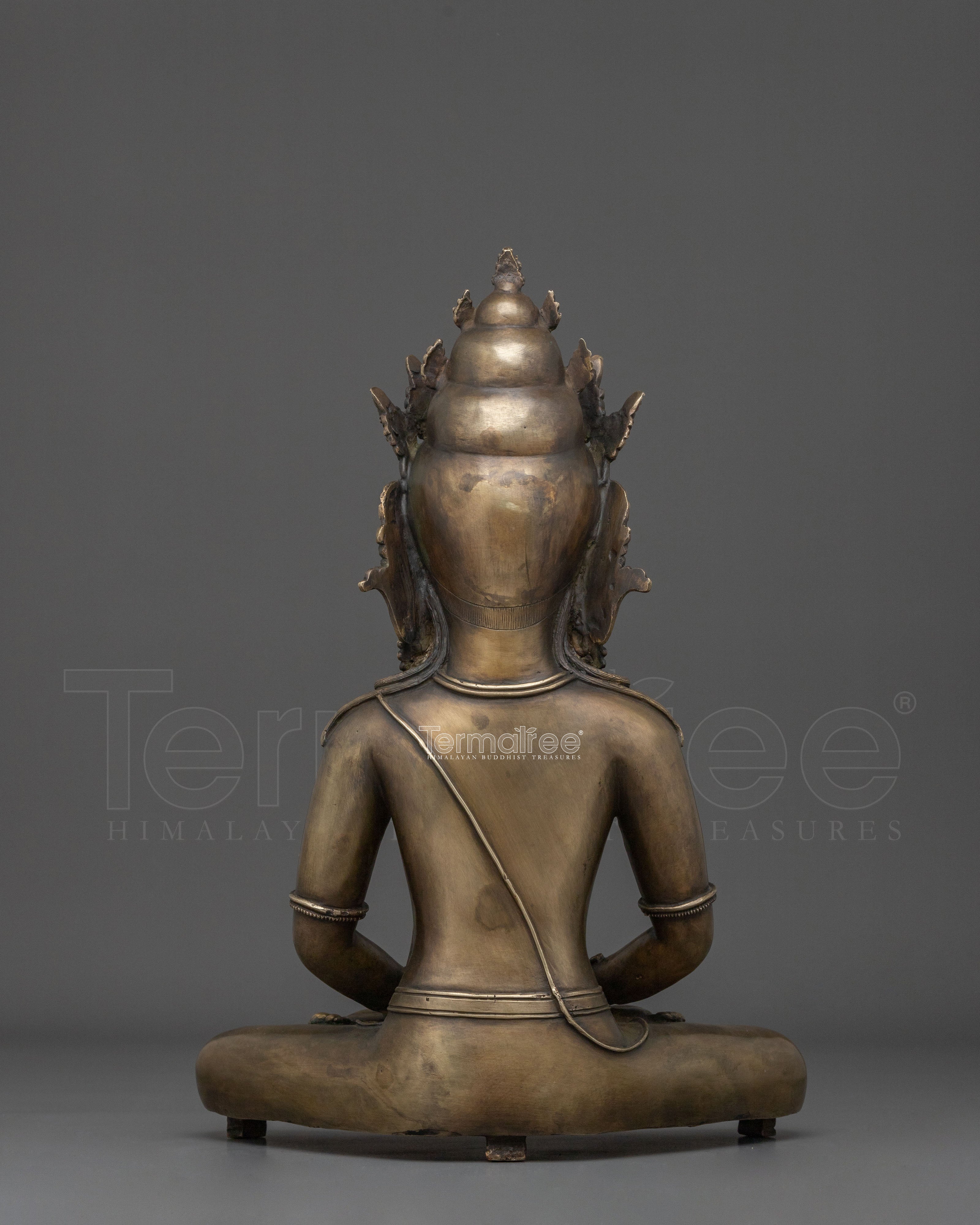 Crown Amitabha Buddha Sacred Sculpture in Bronze