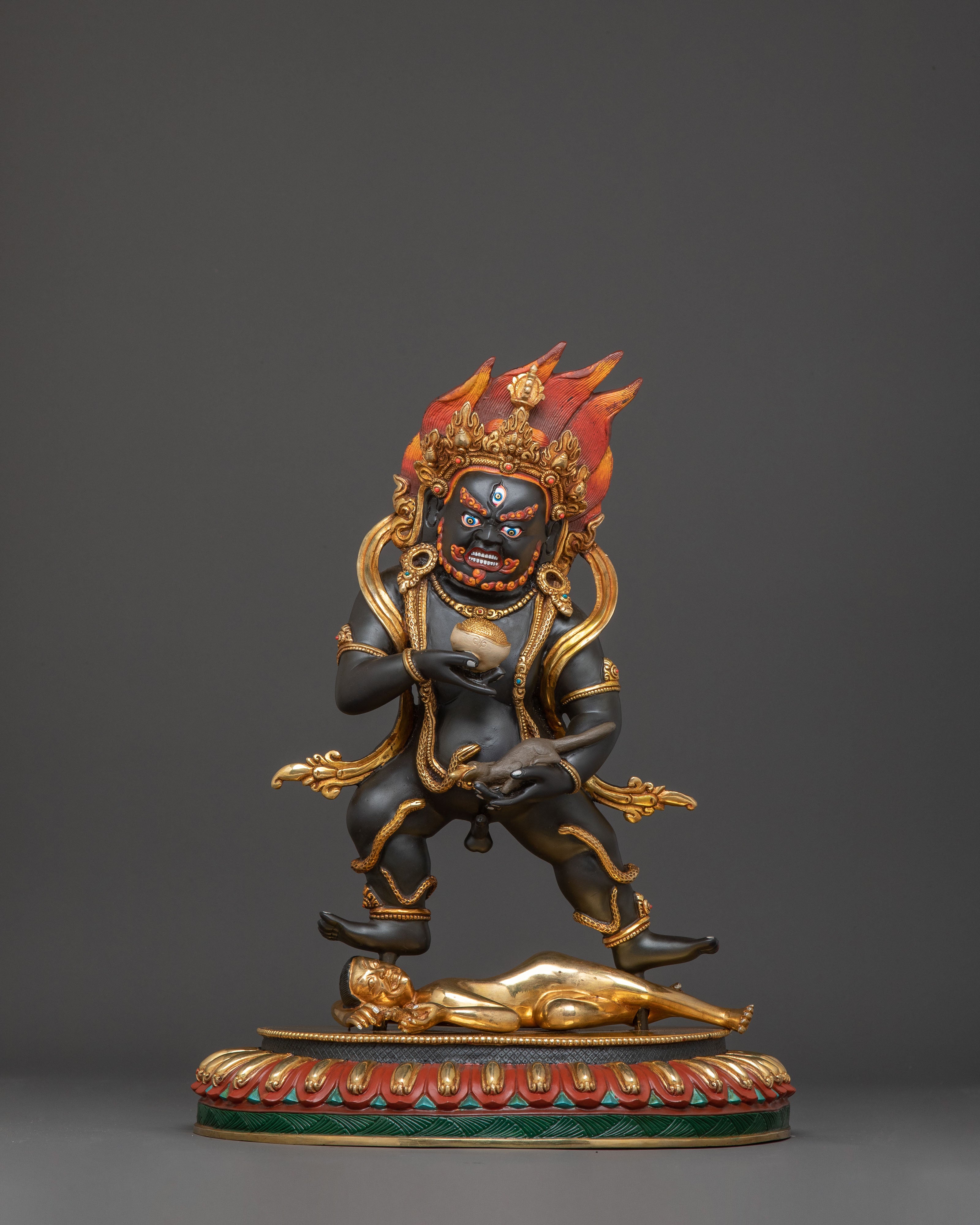 Black Dzambhala Prosperity Statue | Exquisite Gilded Copper Art