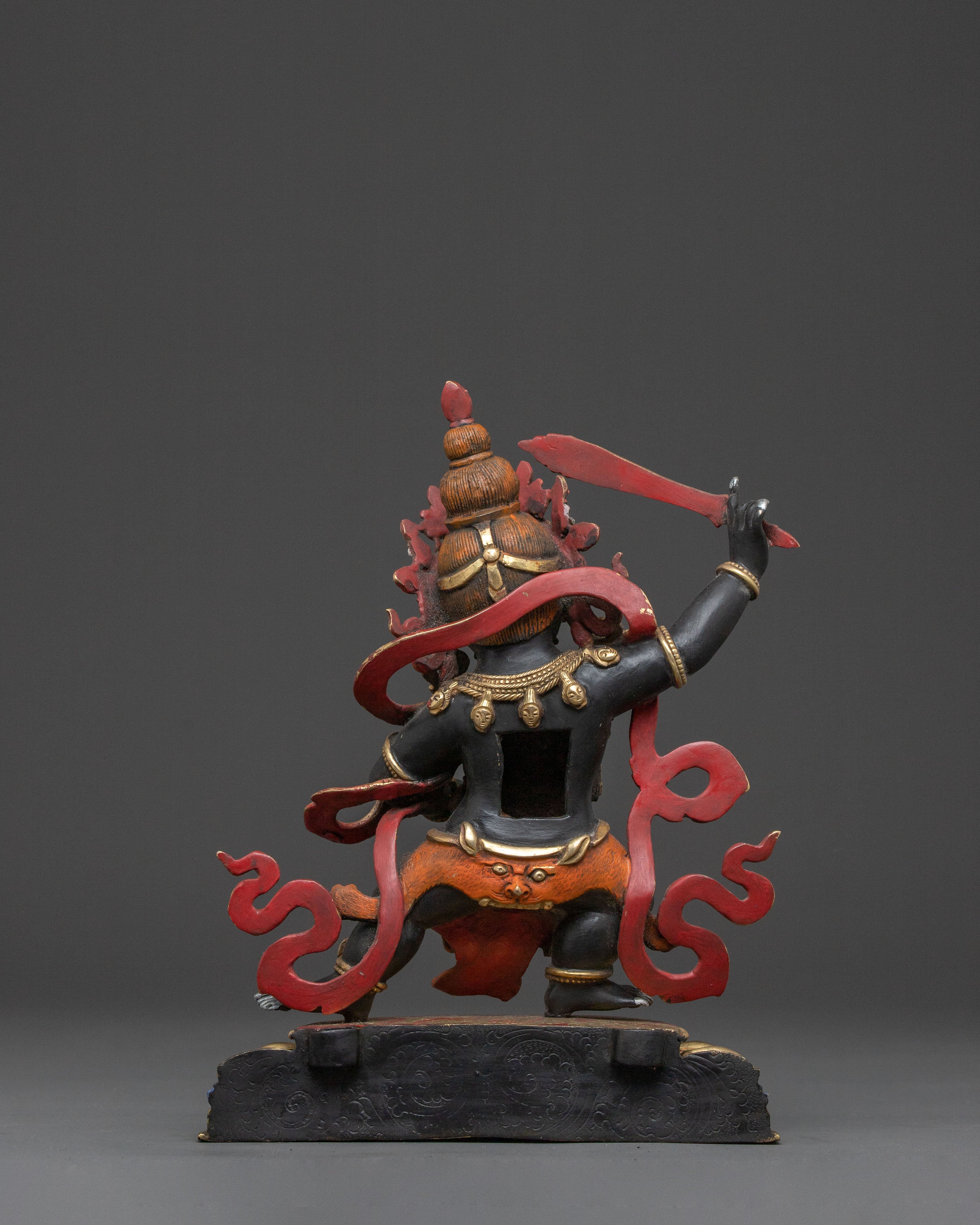 Wrathful Fortune Icon Black Dzambhala Statue: Handcrafted Sacred Protector