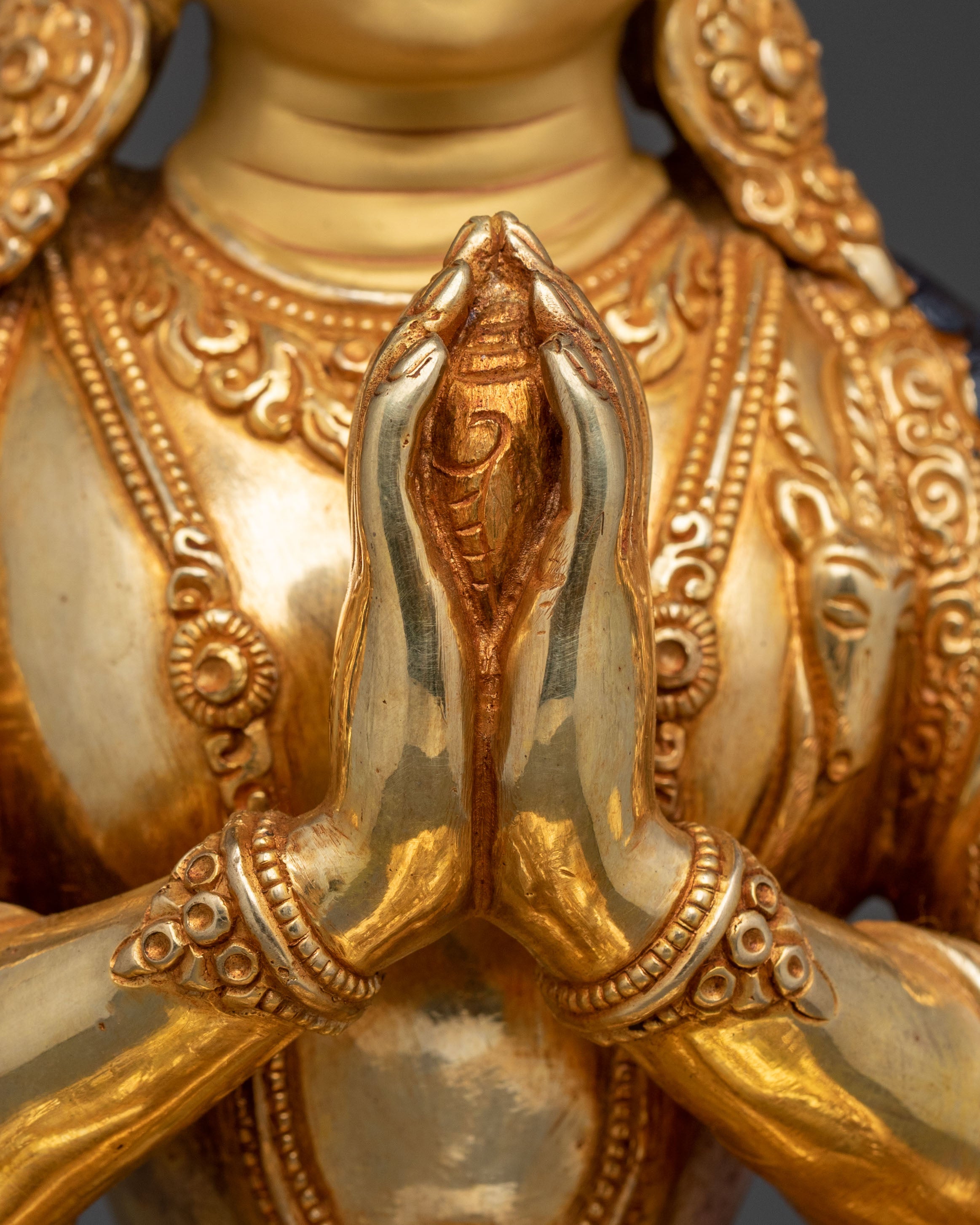 Four Armed Chenrezig Statue | 24K Gold Gilded Icon