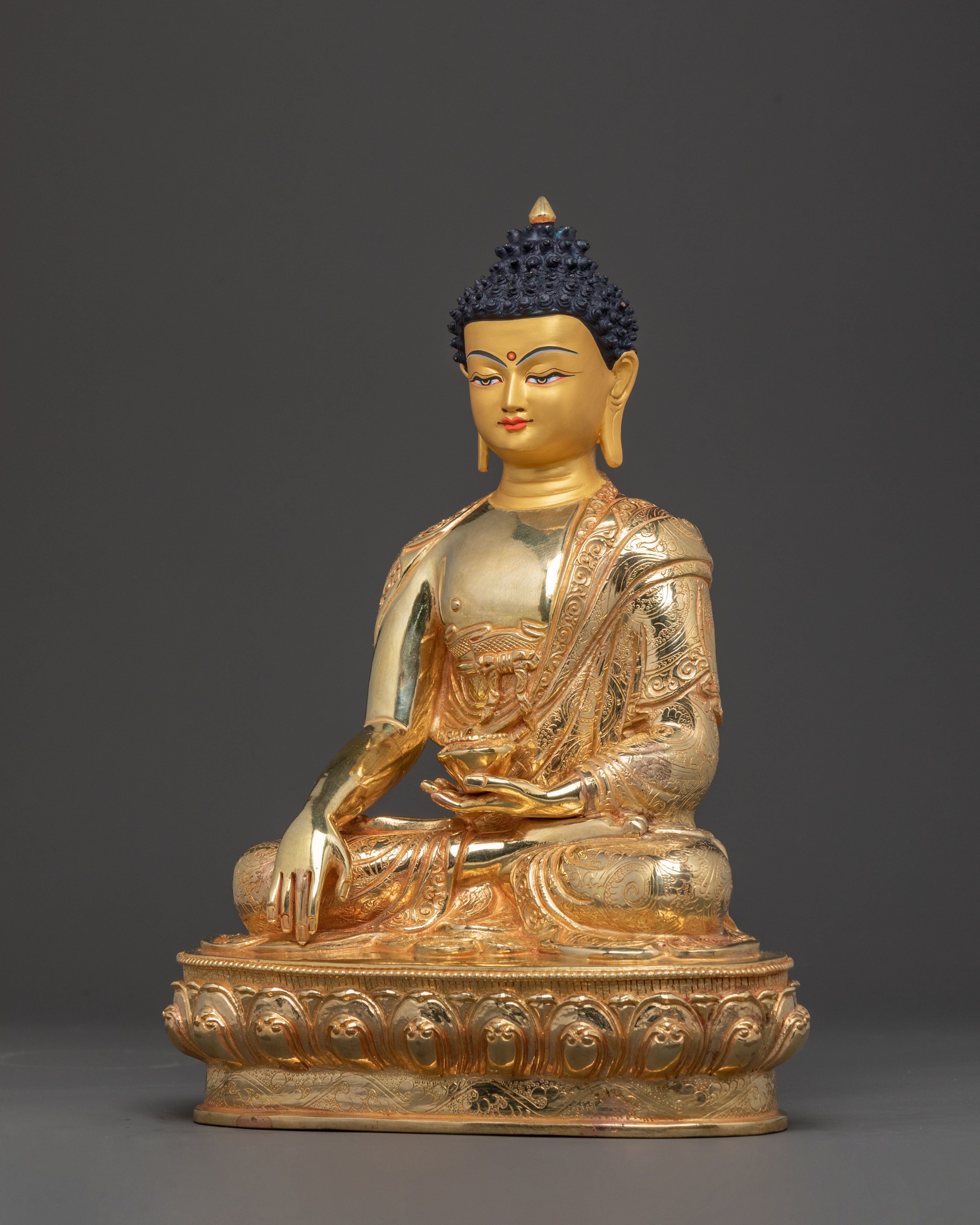 24k Gold Gilded Shakyamuni Buddha Blessing Statue – Serene Artistry