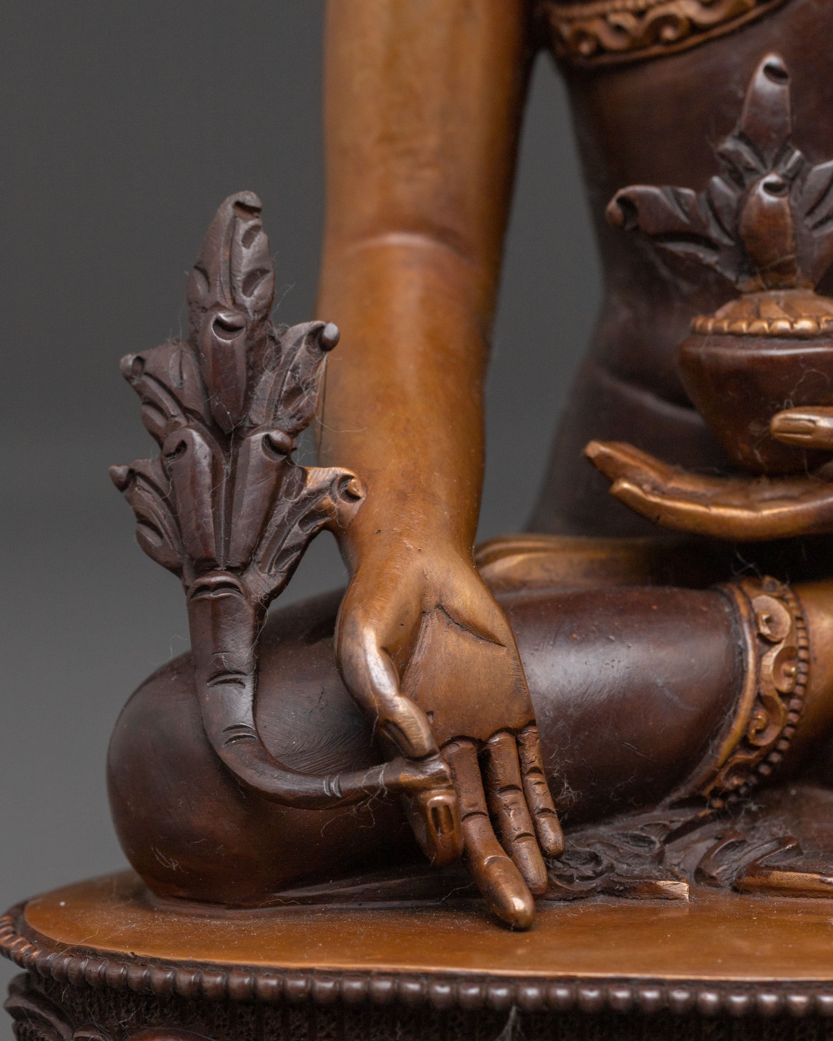 Medicine Buddha: Handcrafted Oxidized Copper Statue