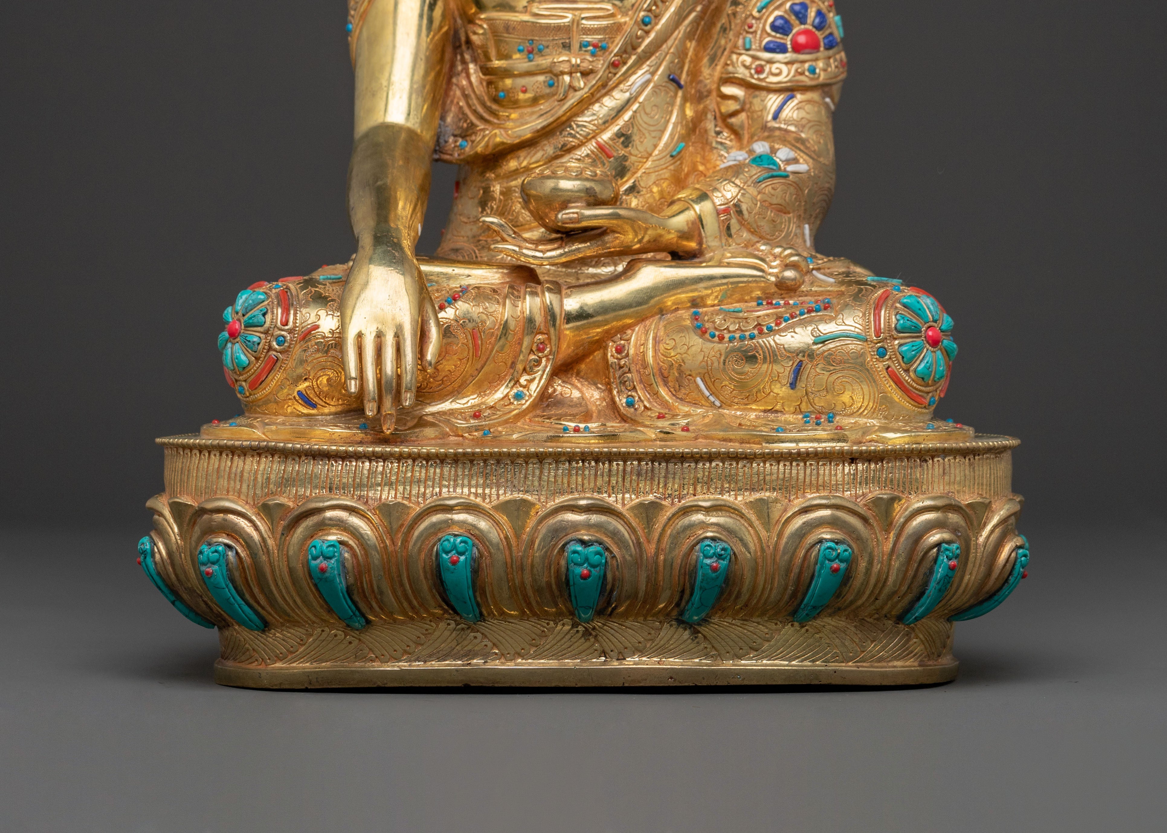 Shakyamuni Buddha: 24k Gold Gilded Figurine