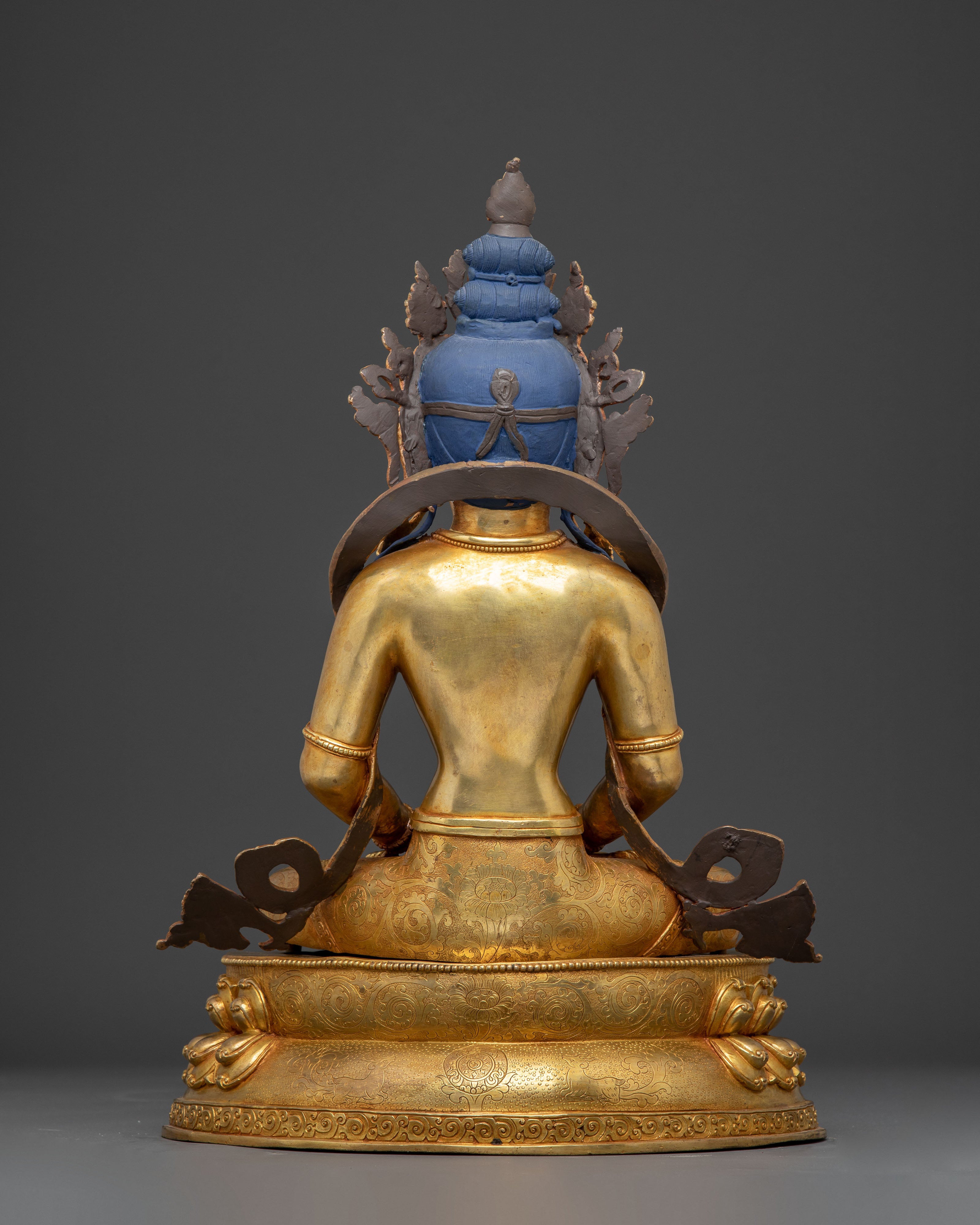 Golden Handmade Statue of Bodhisattva Amitayus | Buddhist Artwork