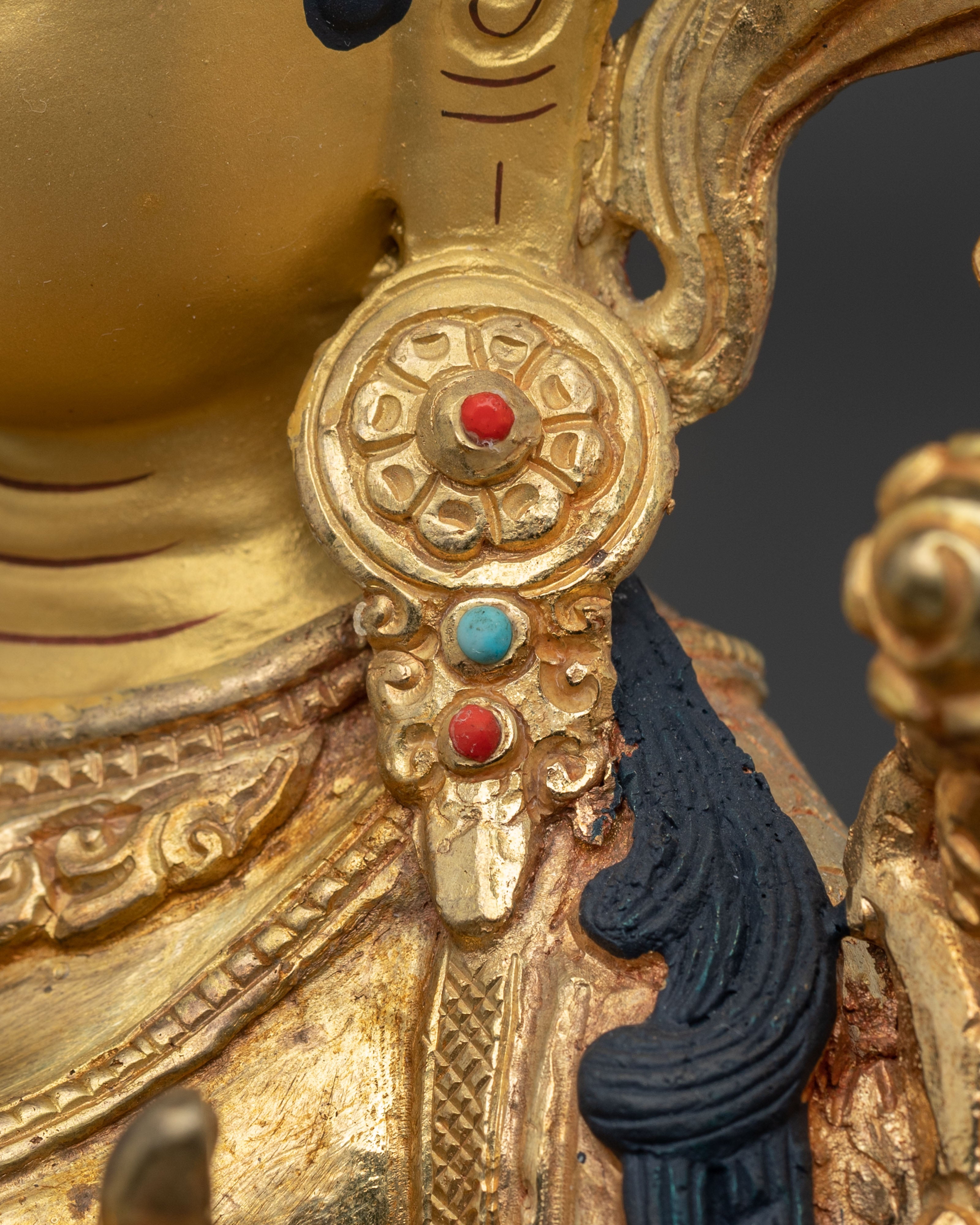 White Tara Statue Adorned with Gemstones