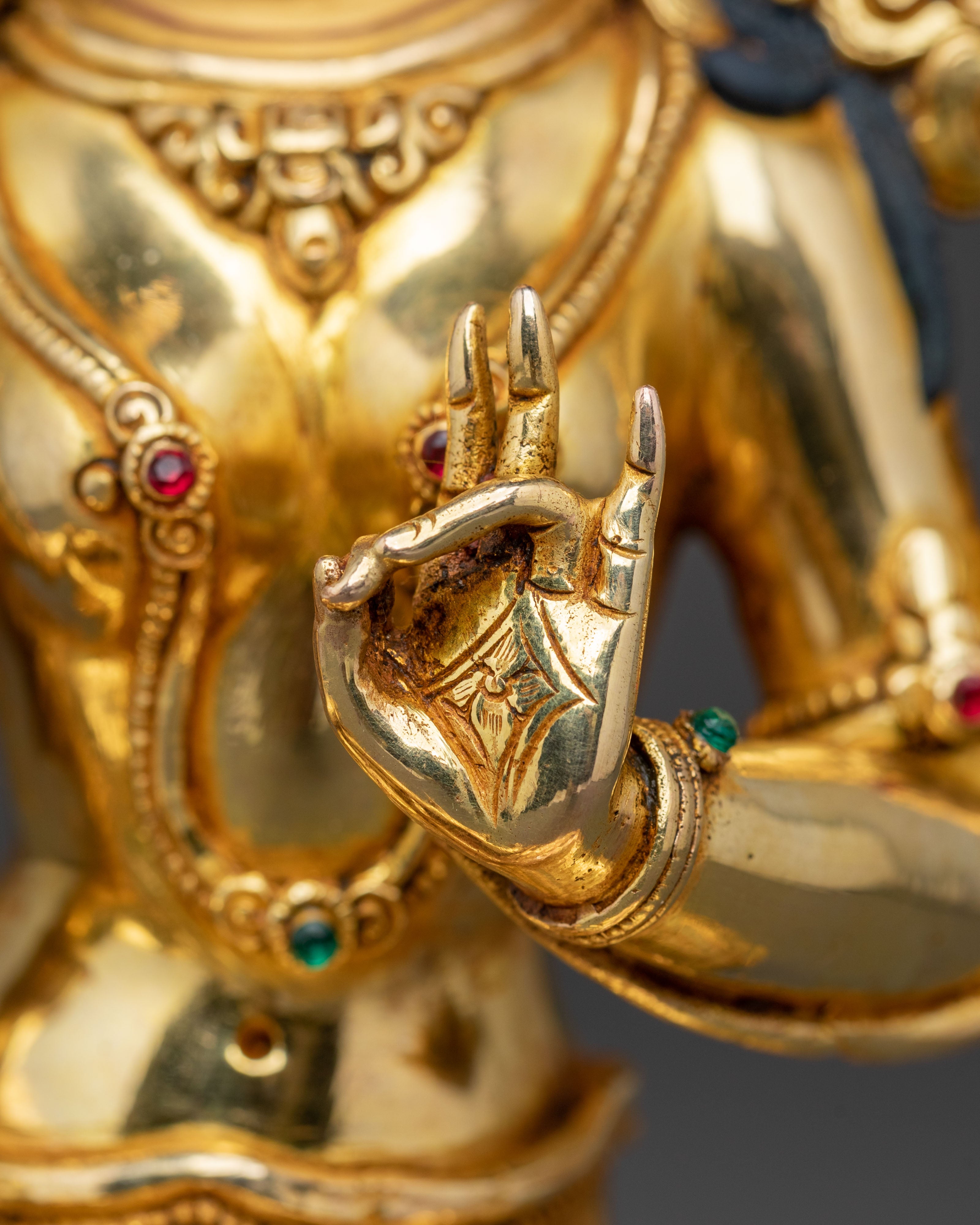 Spiritual Green Tara Compassion Statue | Gold Gilded Statue