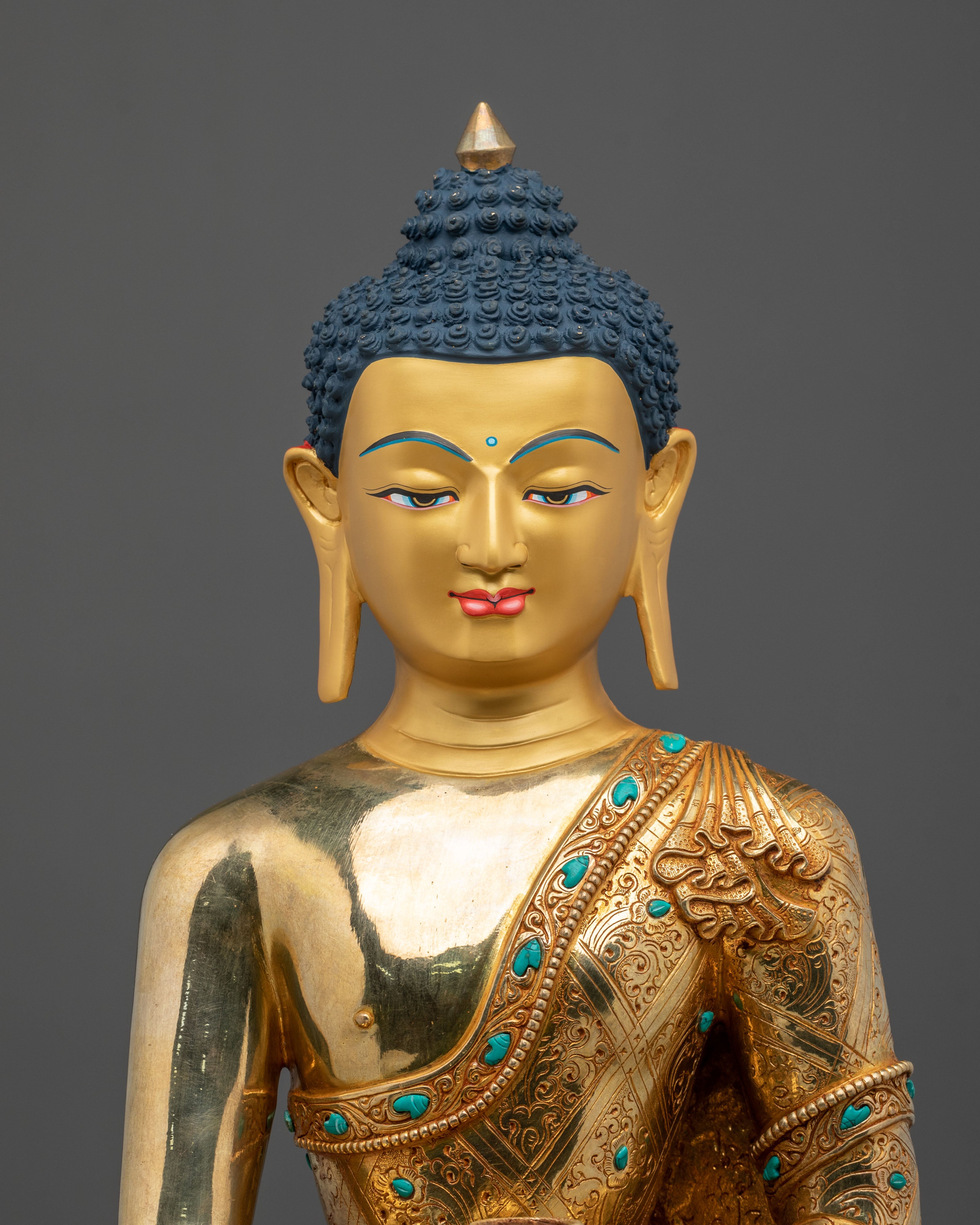 Himalayan Shakyamuni Buddha Sculpture | Gilded Serenity