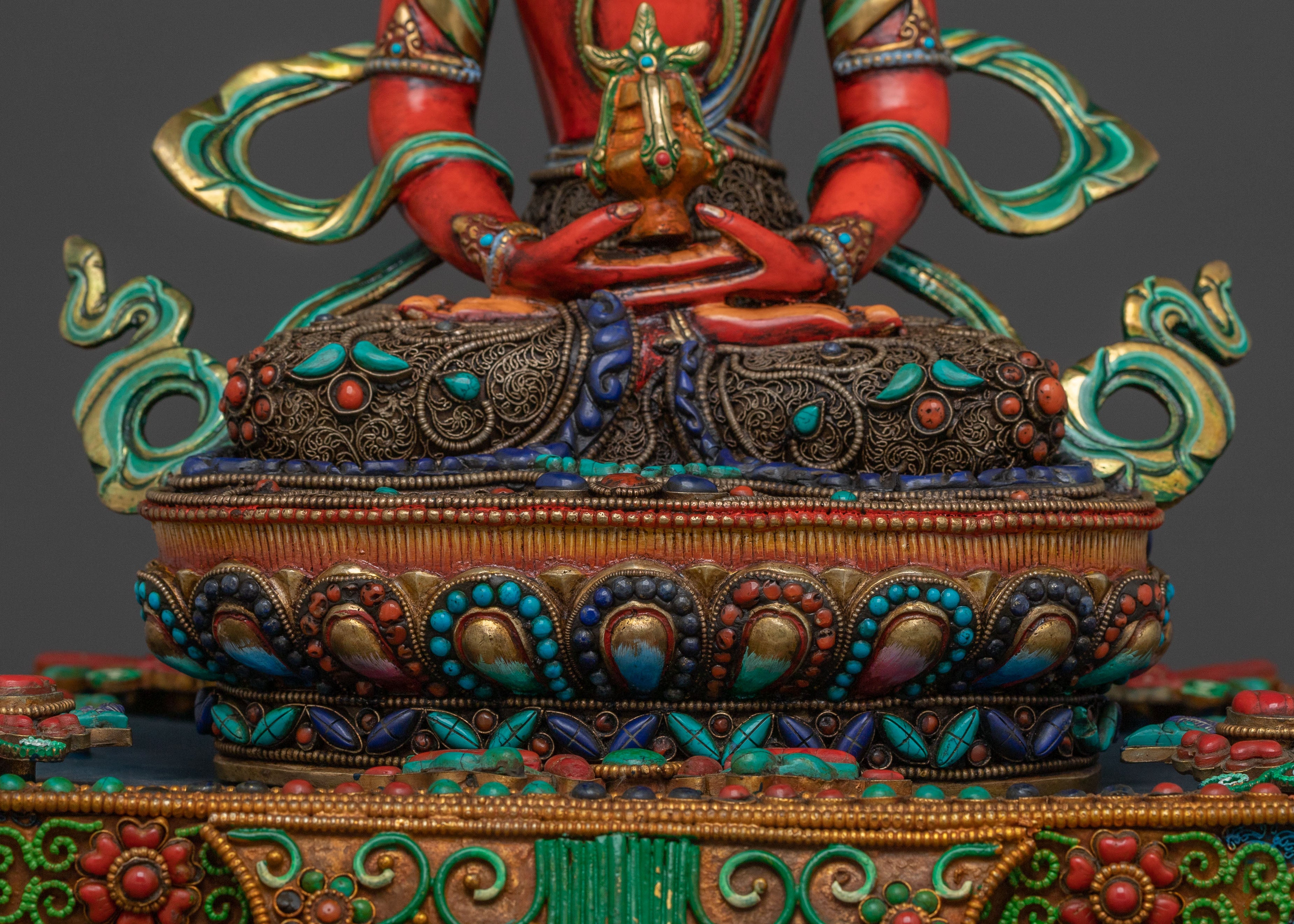 Buddhist Statue of Amitayus Sitting On A Throne