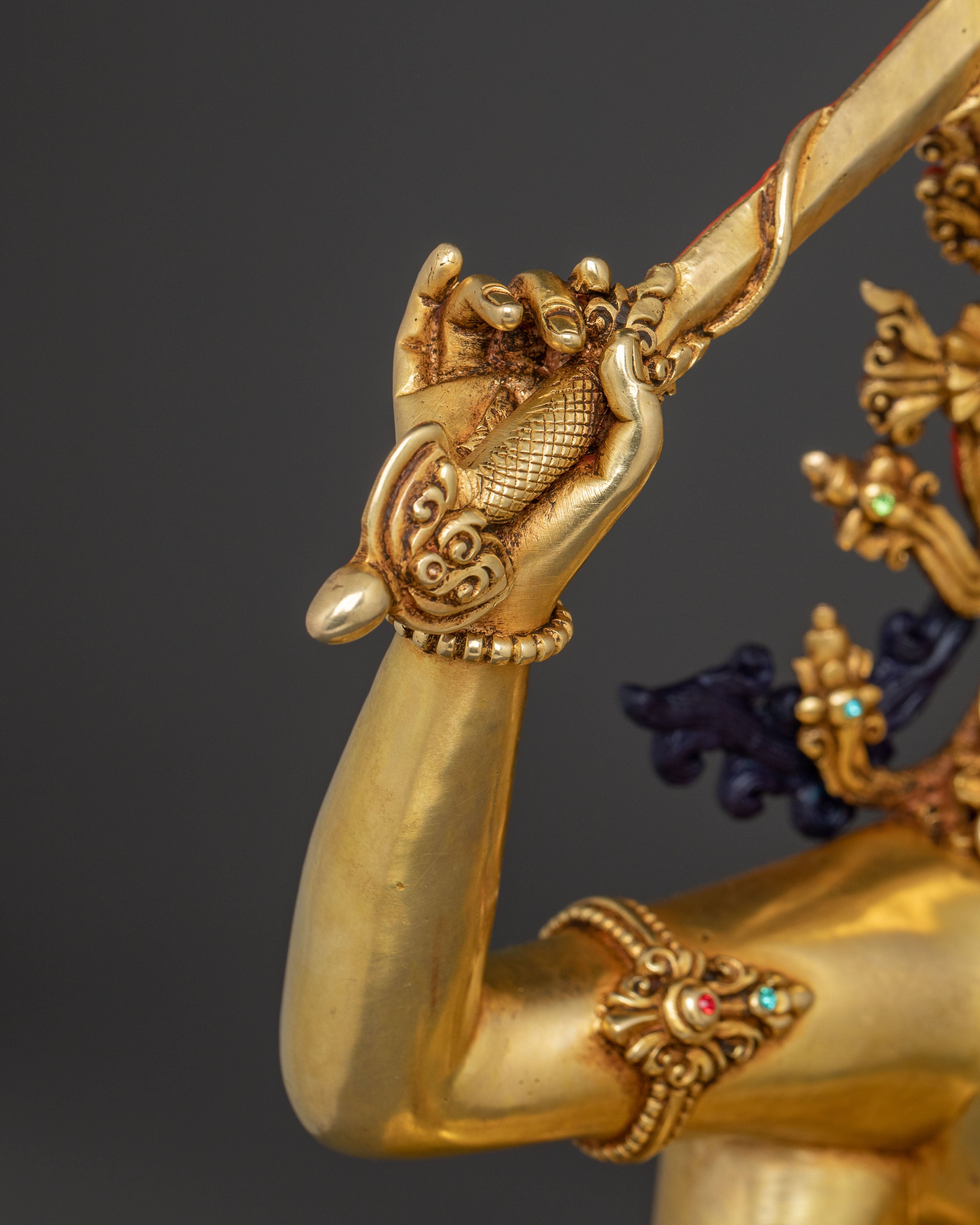 24k Gold Gilded Maha Manjushri Statue – Exquisite Himalayan Art