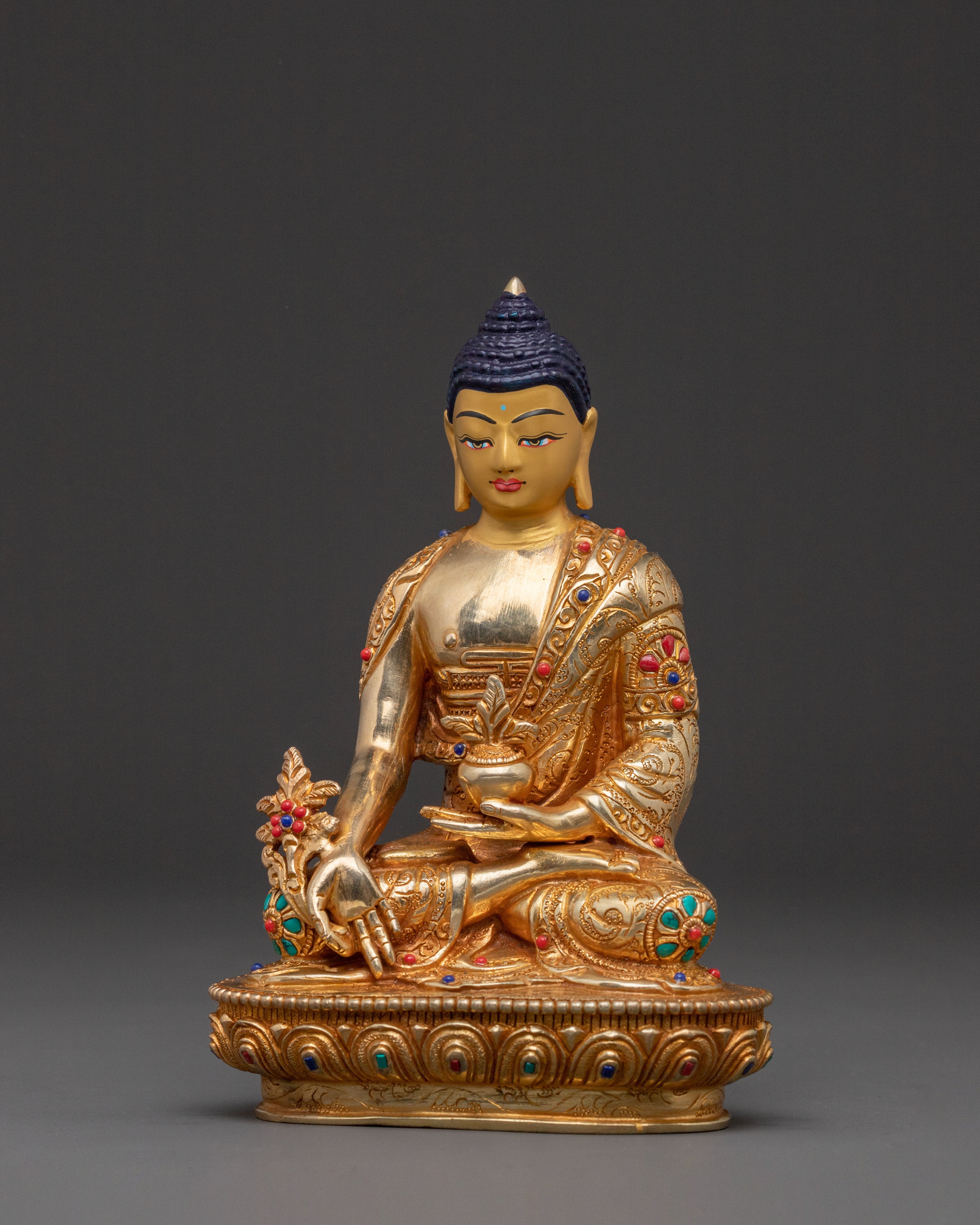 Medicine Buddha Sacred Statue | Handcrafted 24K Gold Gilded