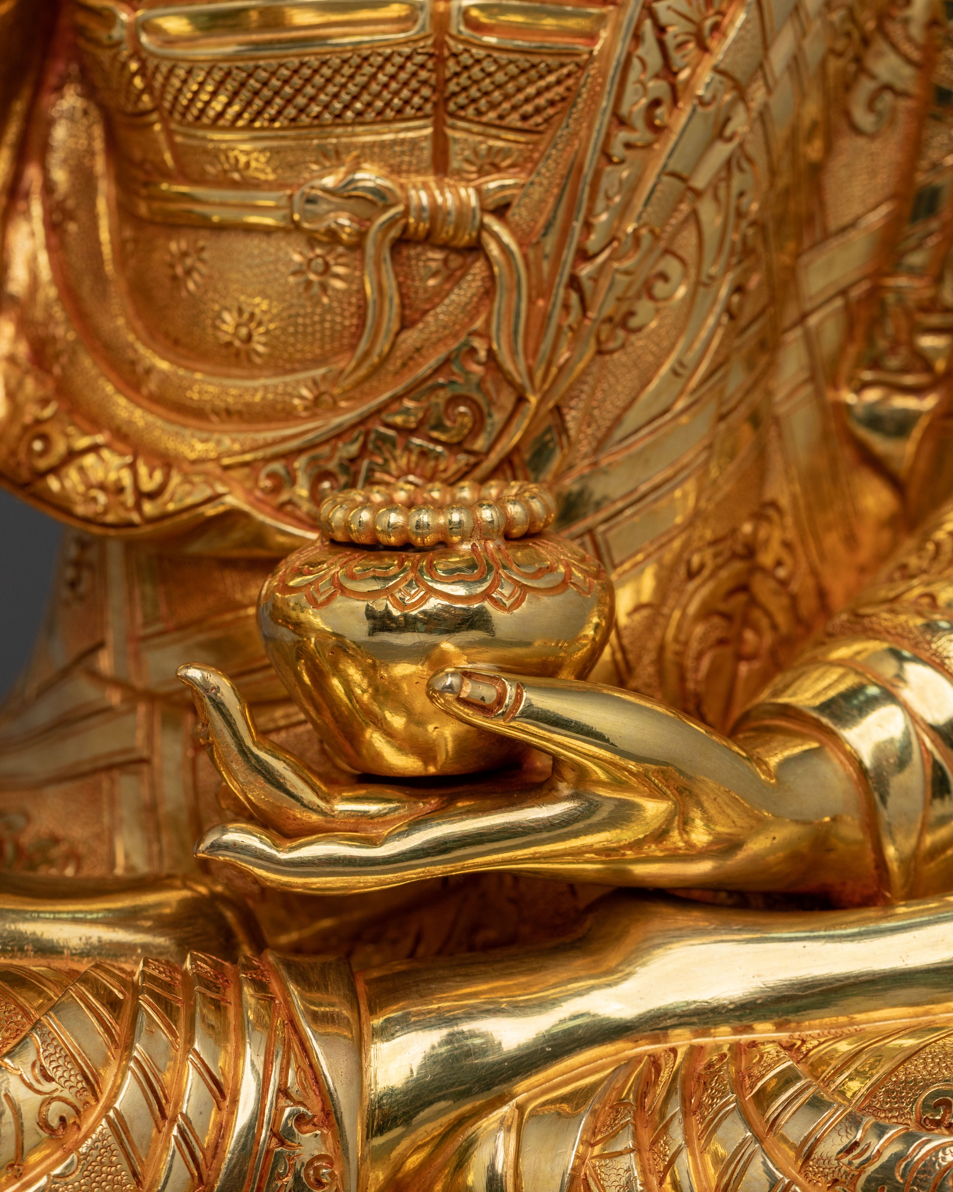 Hand Carved Shakyamuni Buddha Himalayan Statue
