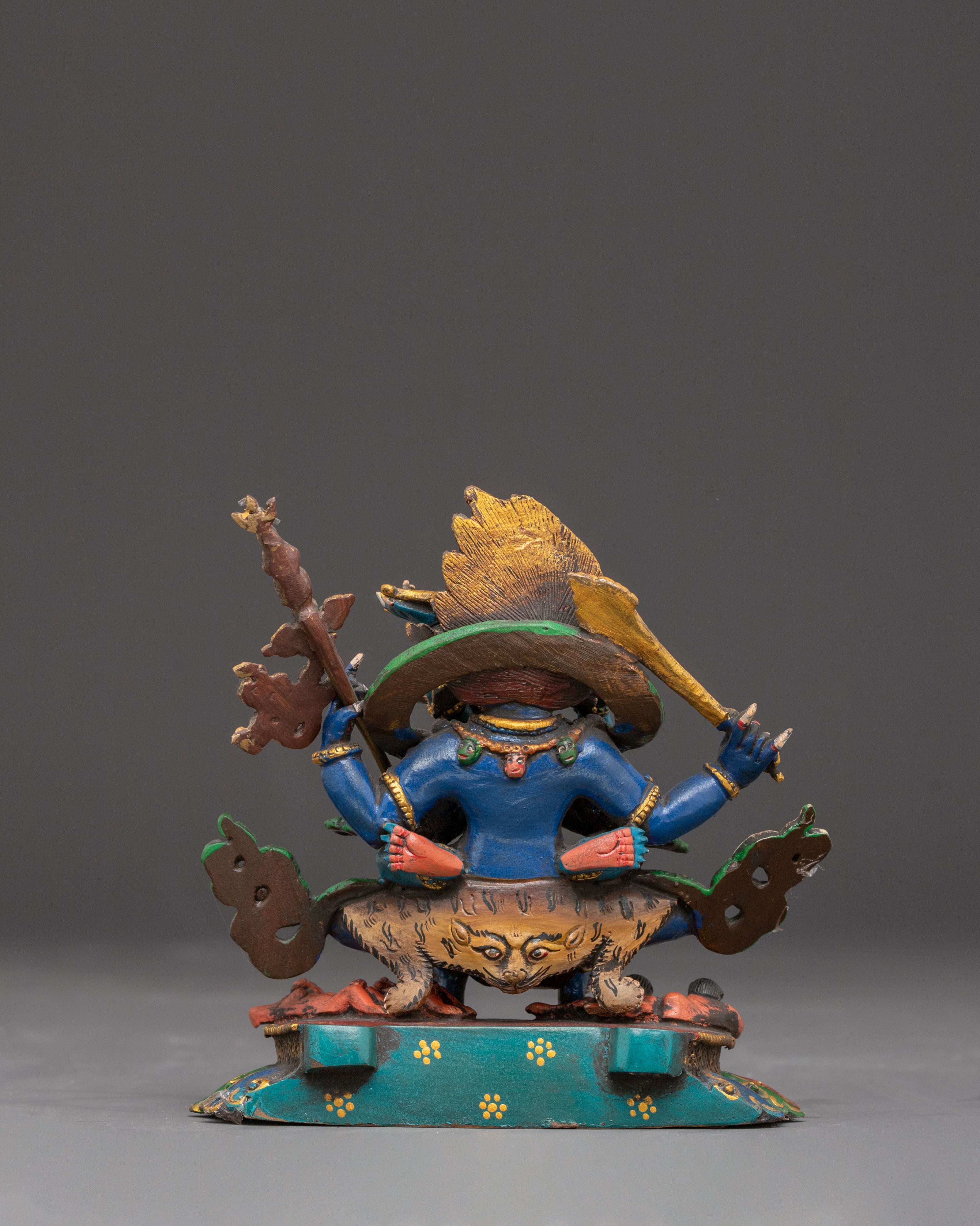 Four-Armed Mahakala Copper Statue | Protector of the Dharma