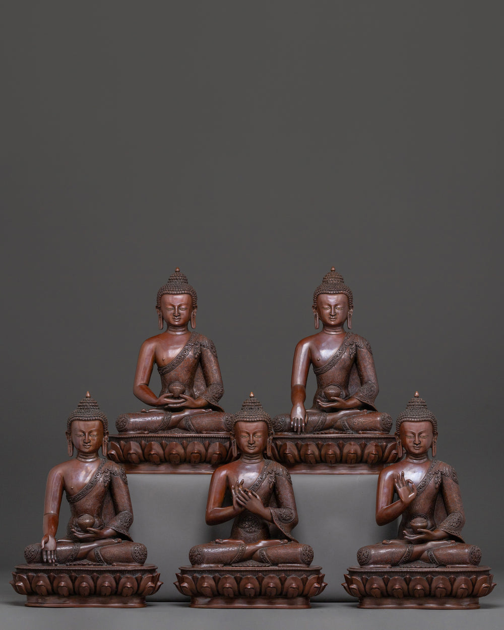 Five Dhyani Buddha Spiritual Statue Set