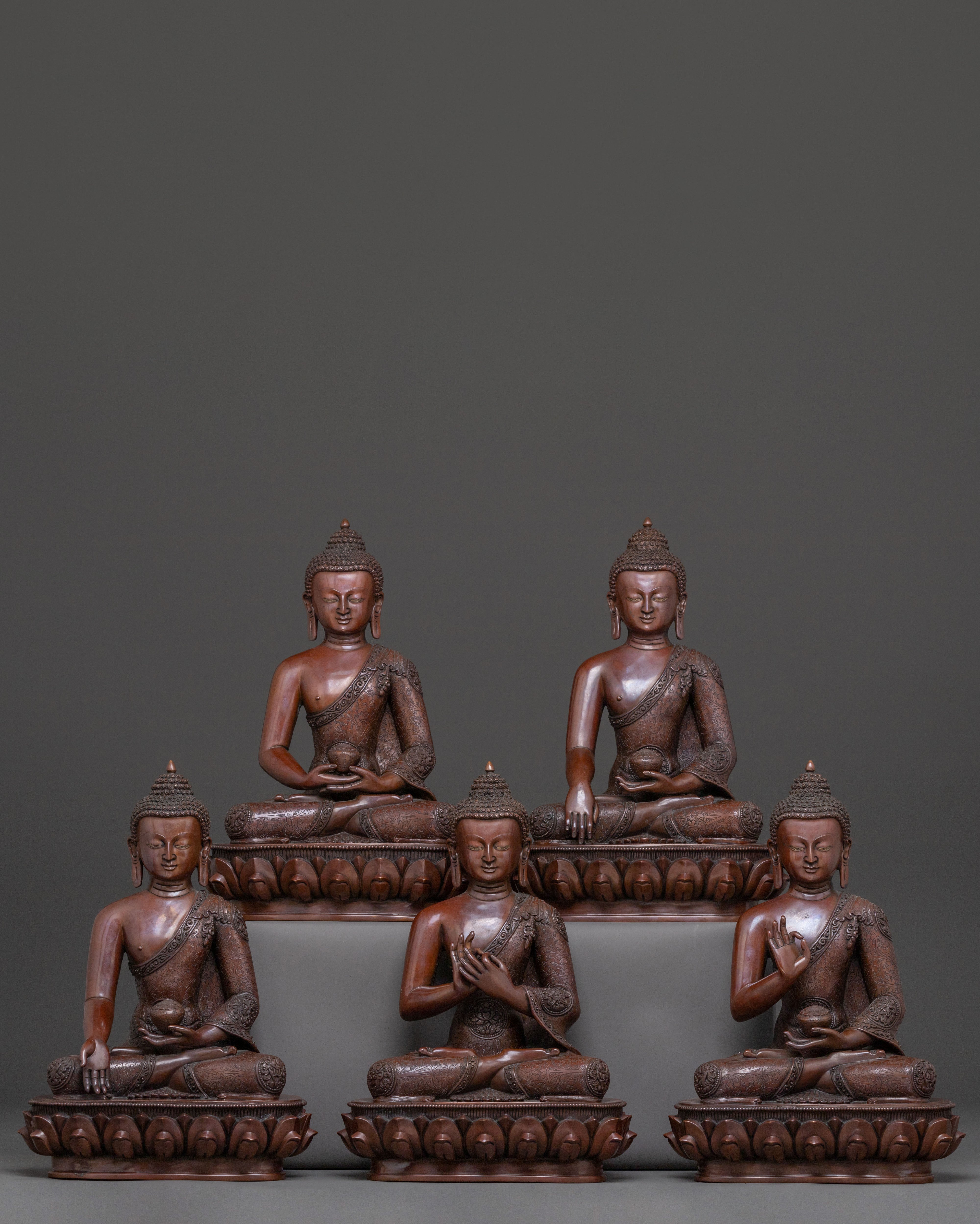 Five Dhyani Buddha Spiritual Statue Set