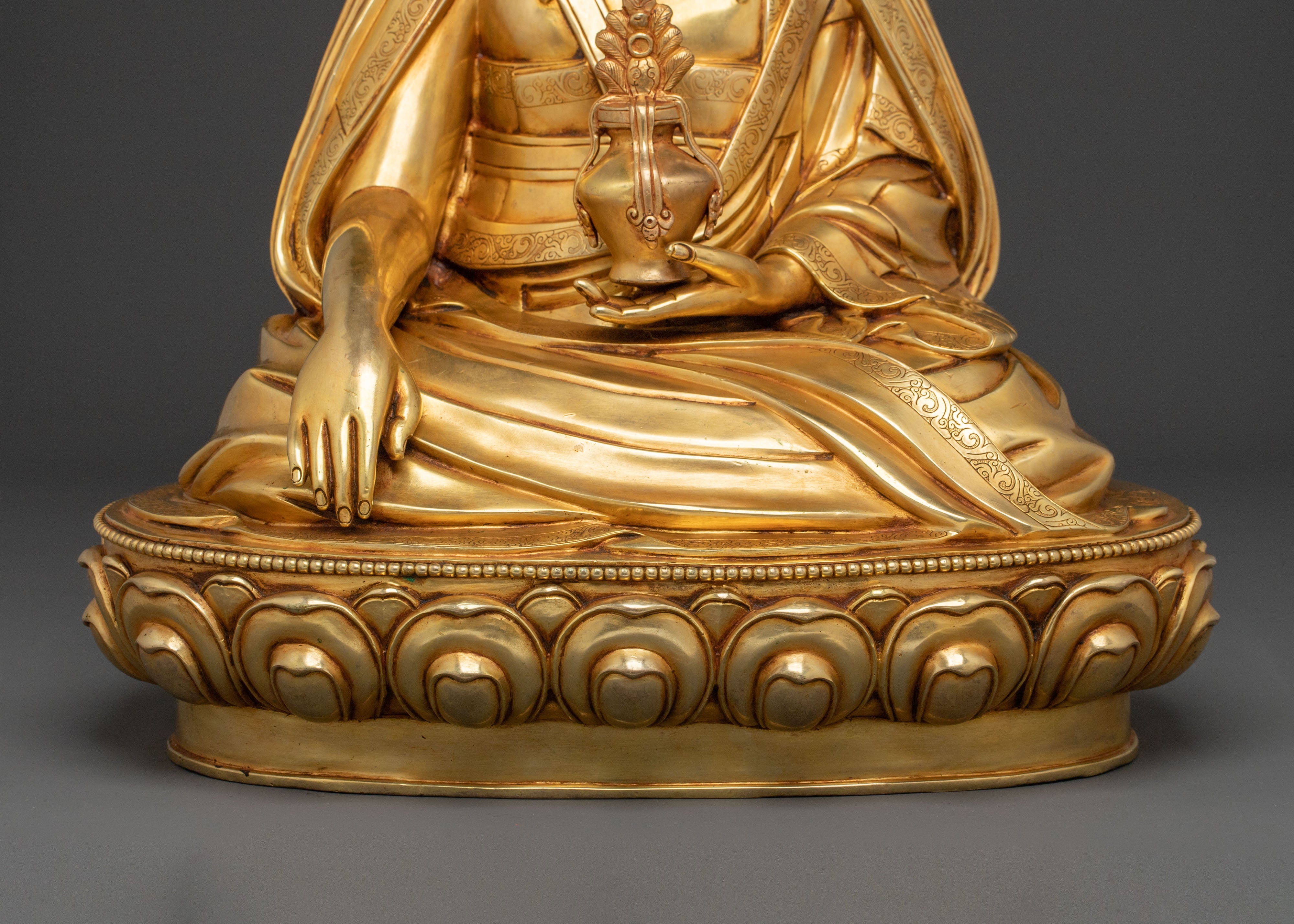 Guru Shapdum Figurine | 24K Gold Gilded Altar Decor