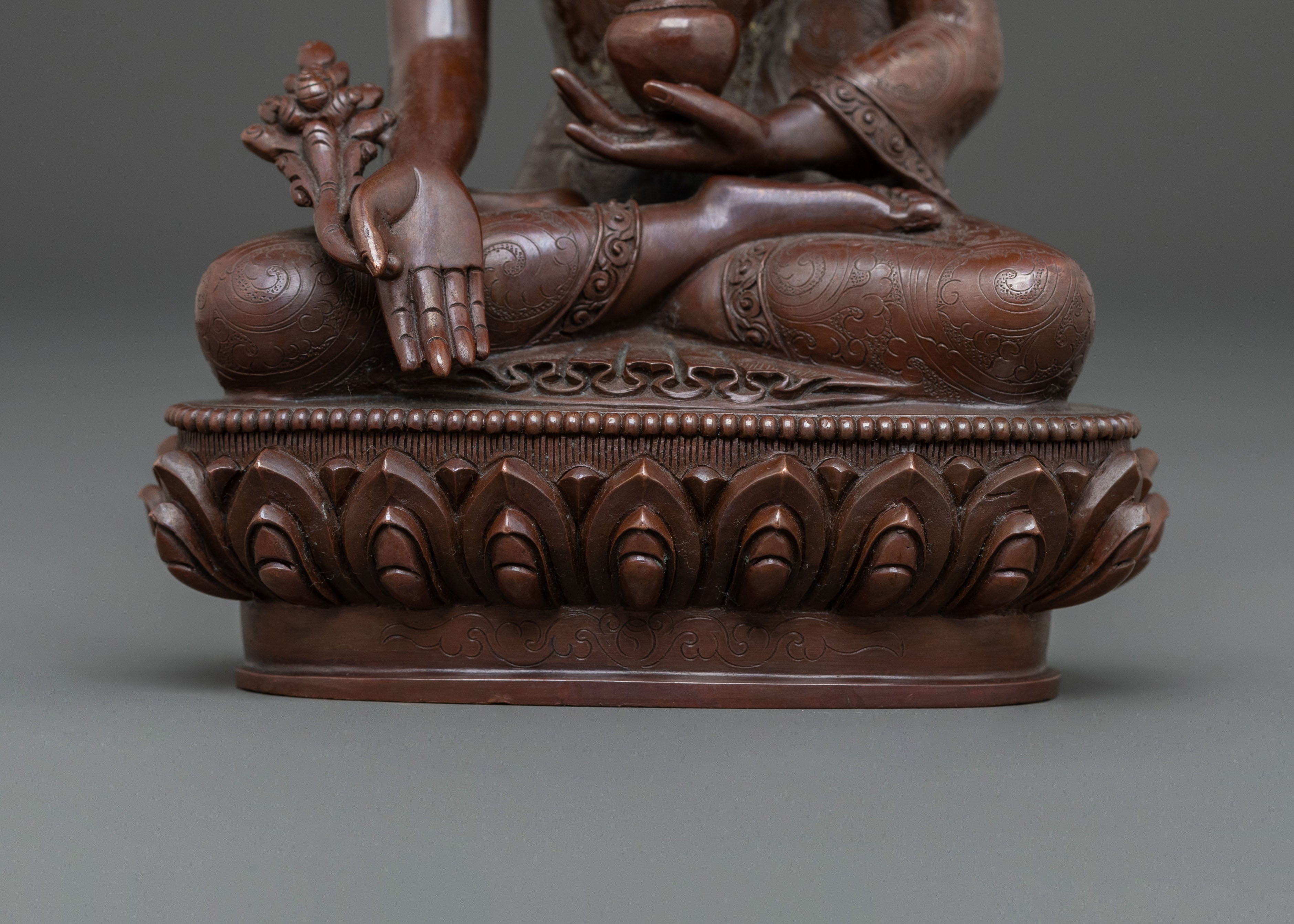 Handmade Medicine Buddha: Oxidized Copper Figurine