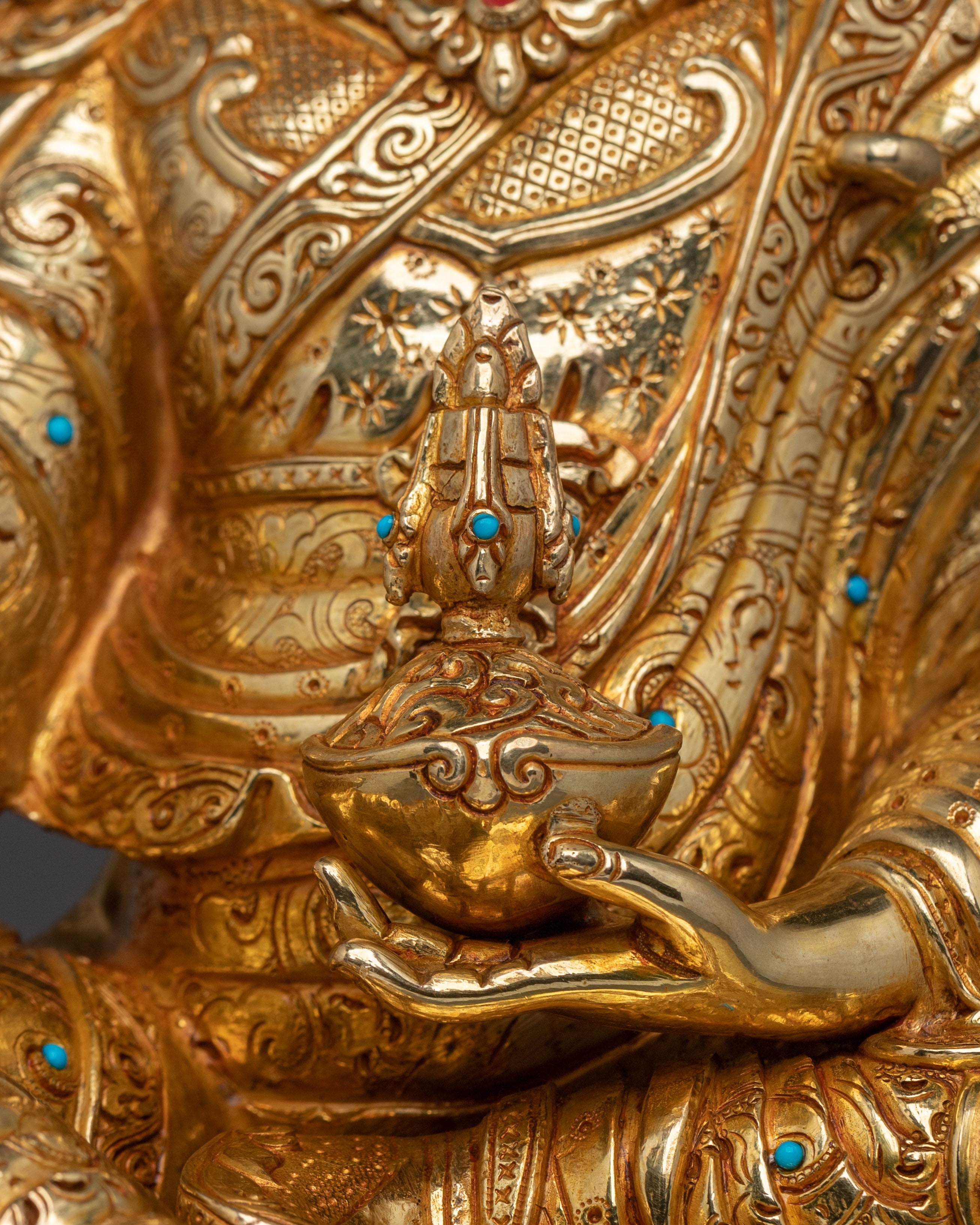 Guru Rinpoche Meditation Statue | Handcrafted Copper Altar Decor